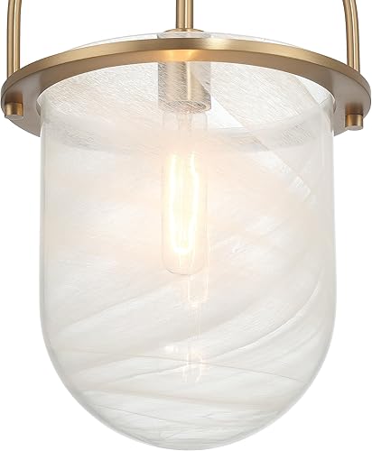 Miniatura 6 de Robert Stevenson Lighting Beatrice - Lámpara de techo moderna de mediados de siglo hecha a mano de vidrio y metal marmoleado, dorado y blanco