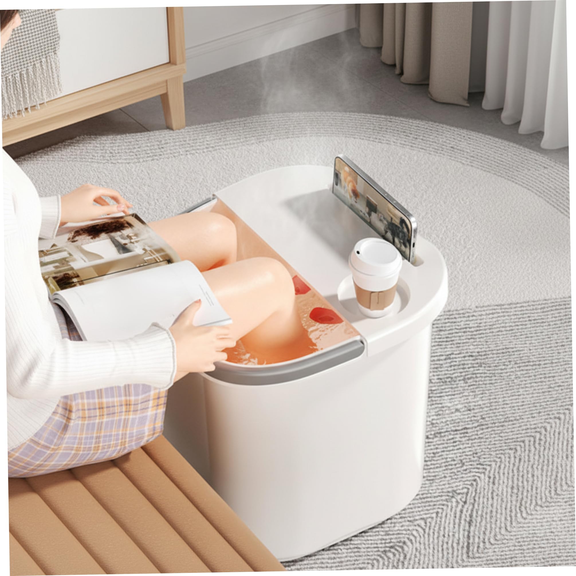 Bacinella per immersione dei piedi, massaggio integrato, trasparente, 34 cm | Nodi massaggianti ergonomici, coperchio a tenuta stagna, ideale per la cura dei piedi a casa