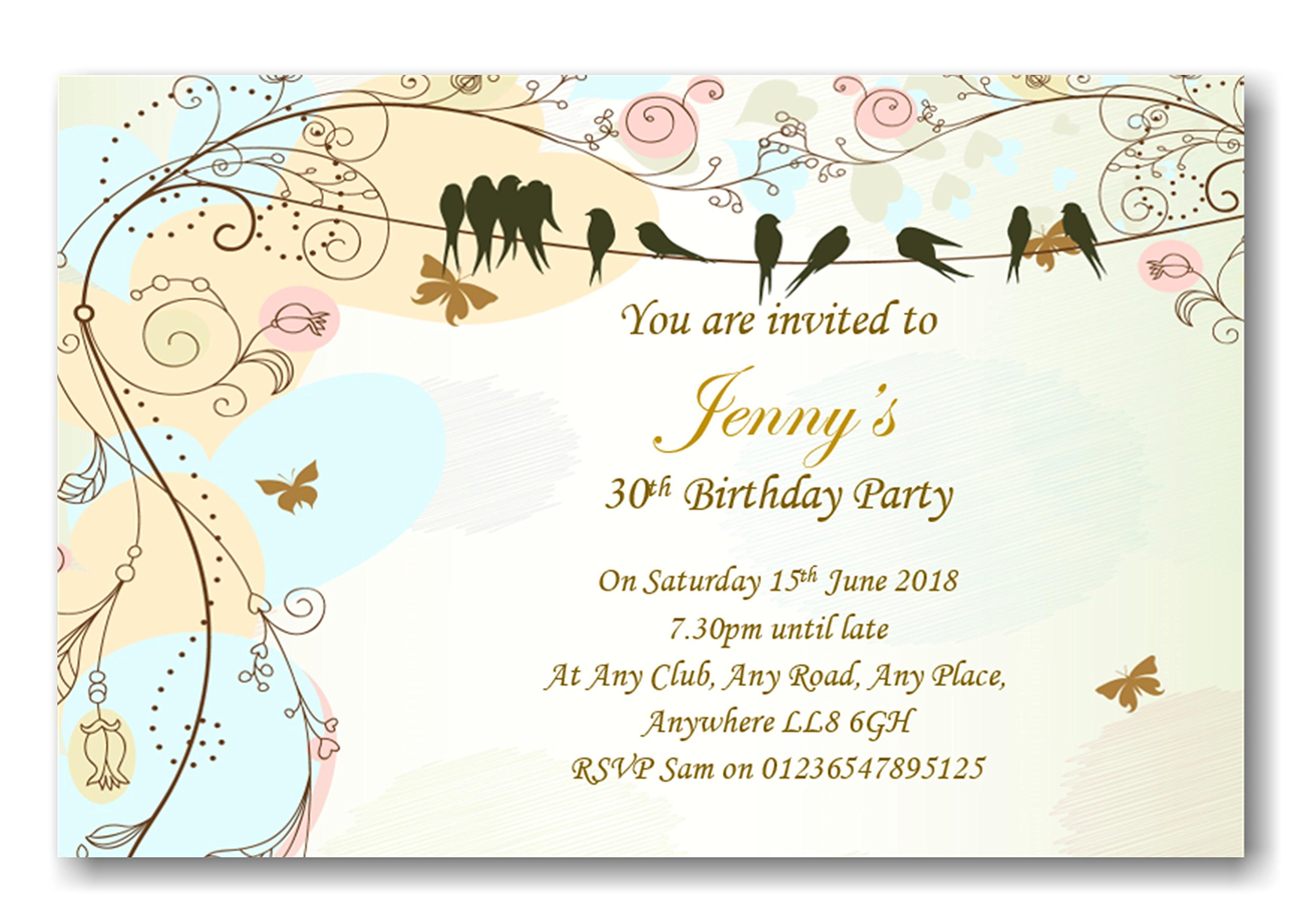 Personalised Birthday Party Invitations - Invites (ref B8) Can be made for any age, surprise can be added 16th, 18th, 21st, 30th, 40th, 50th, 60th 70th 80th 90th Birthdays. (80)