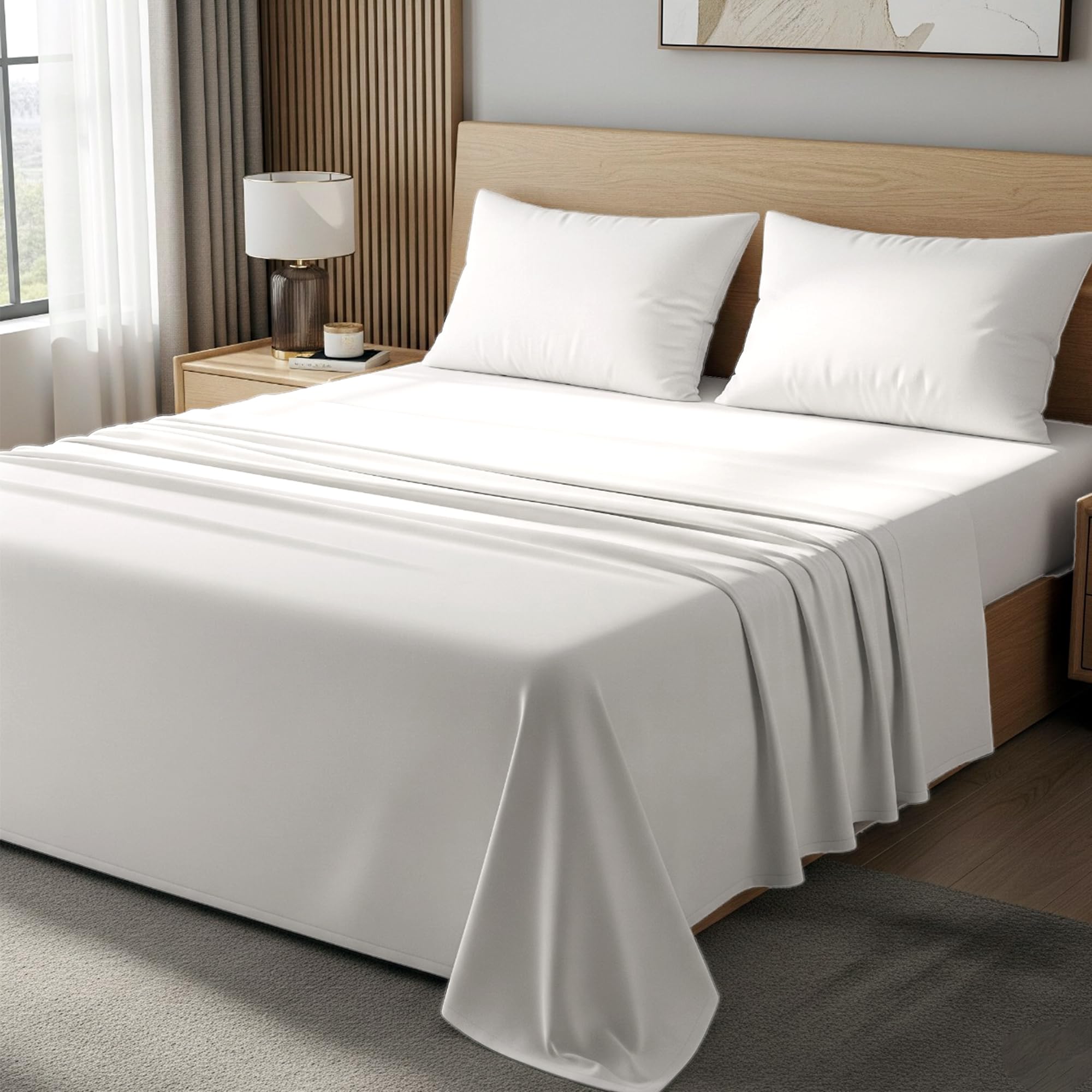 100% Egyptian Cotton 400TC Small Double 3PC Flat Sheet Set, Skin Safe