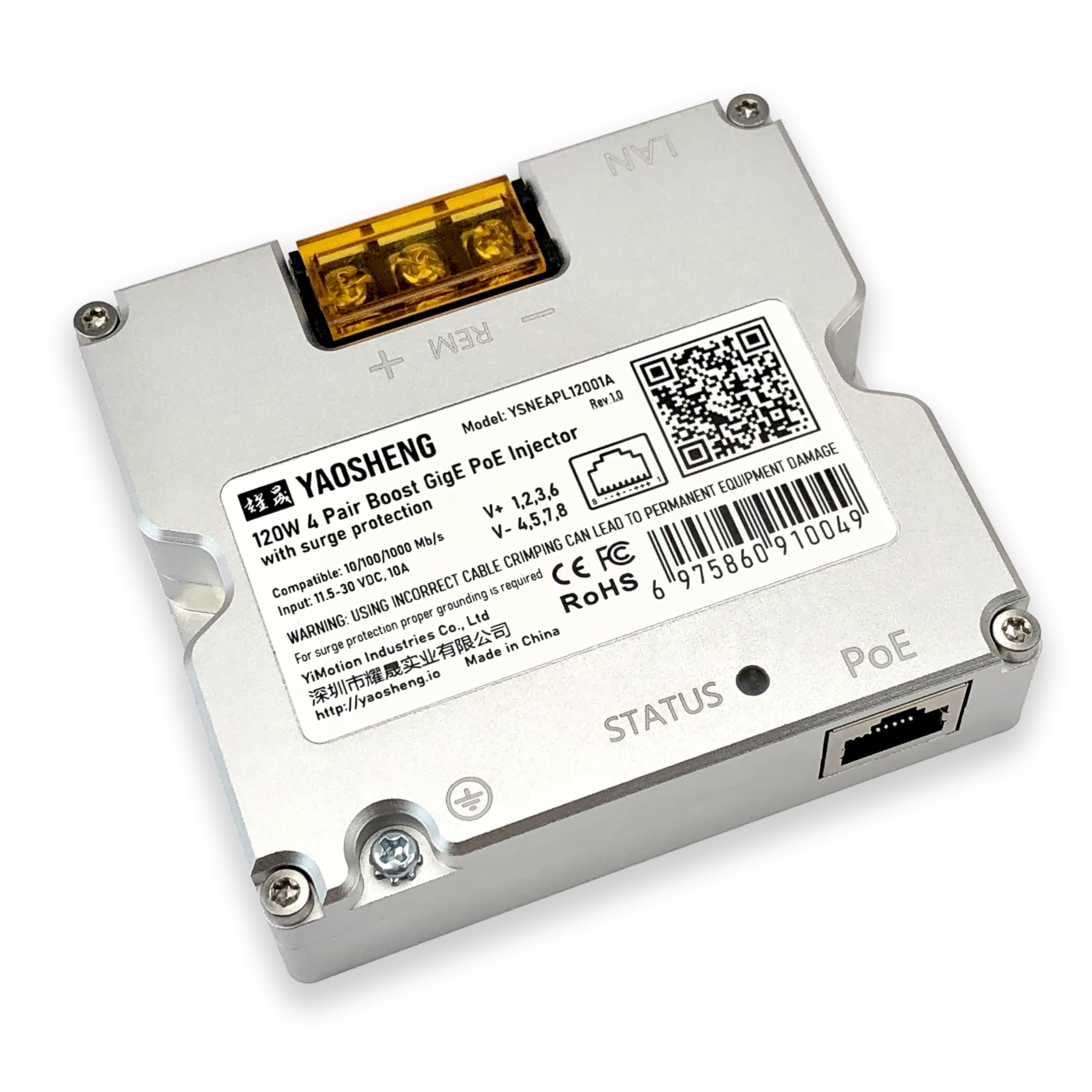 YAOSHENG120W Boost PoE Injector with Comprehensive Protection for Standard Actuated Starlink
