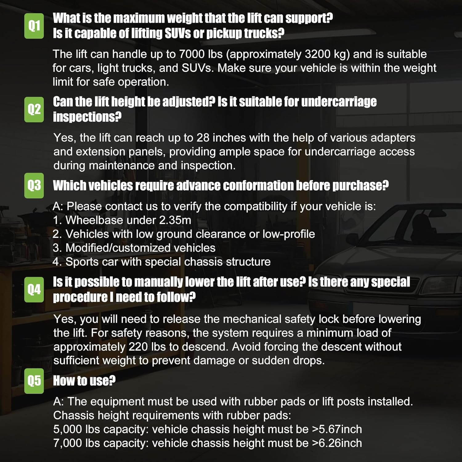 Real Relax 7000 LBS Portable Car Lift, Heavy Duty Quick Jack with 26.8" Max Height, Extended-Length Plates, 120V Power Unit，for Cars, SUVs, Light Trucks, Shop Use or Garage, Black