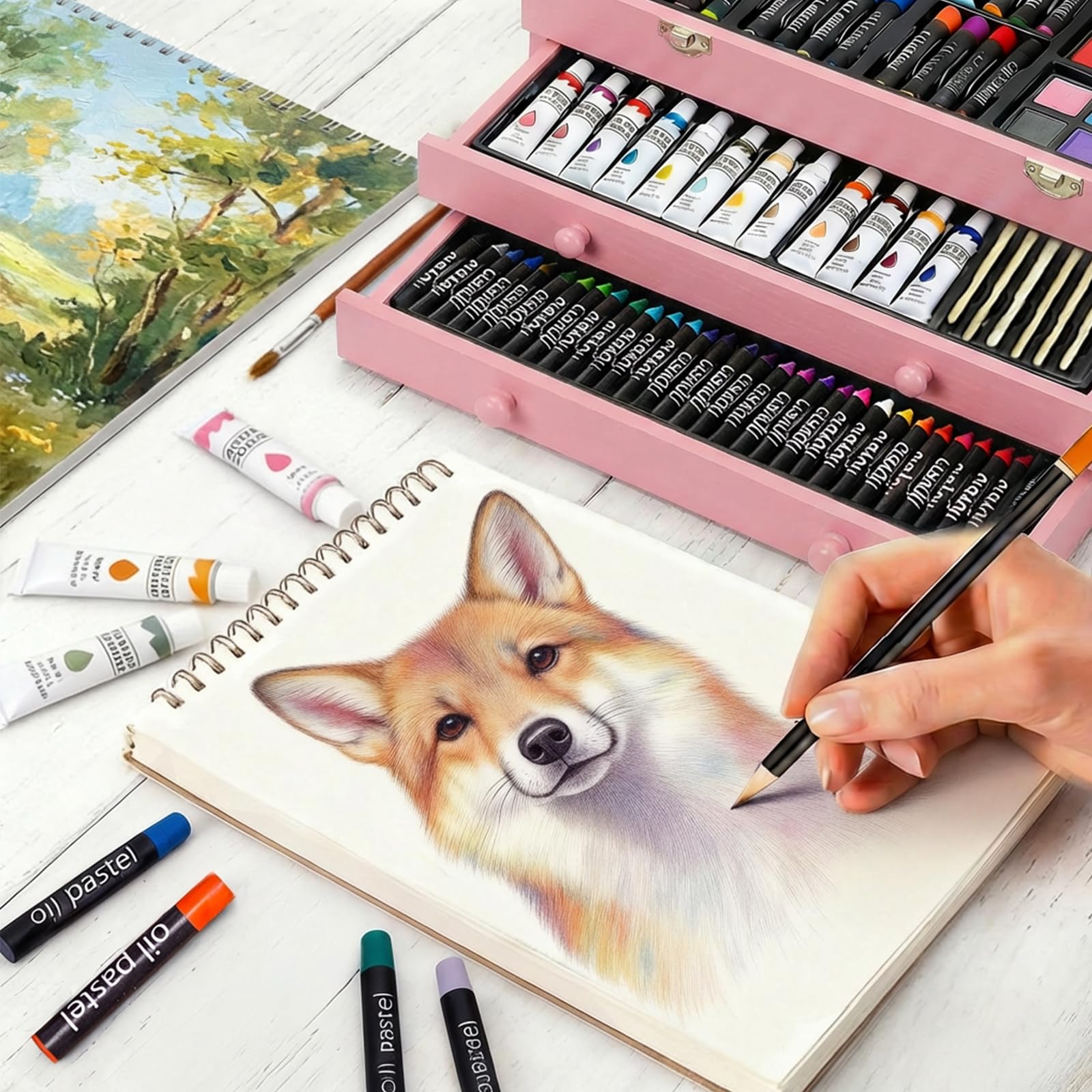 Amazon.co.jp: デラックス木製アートセット お絵かきペイントキット