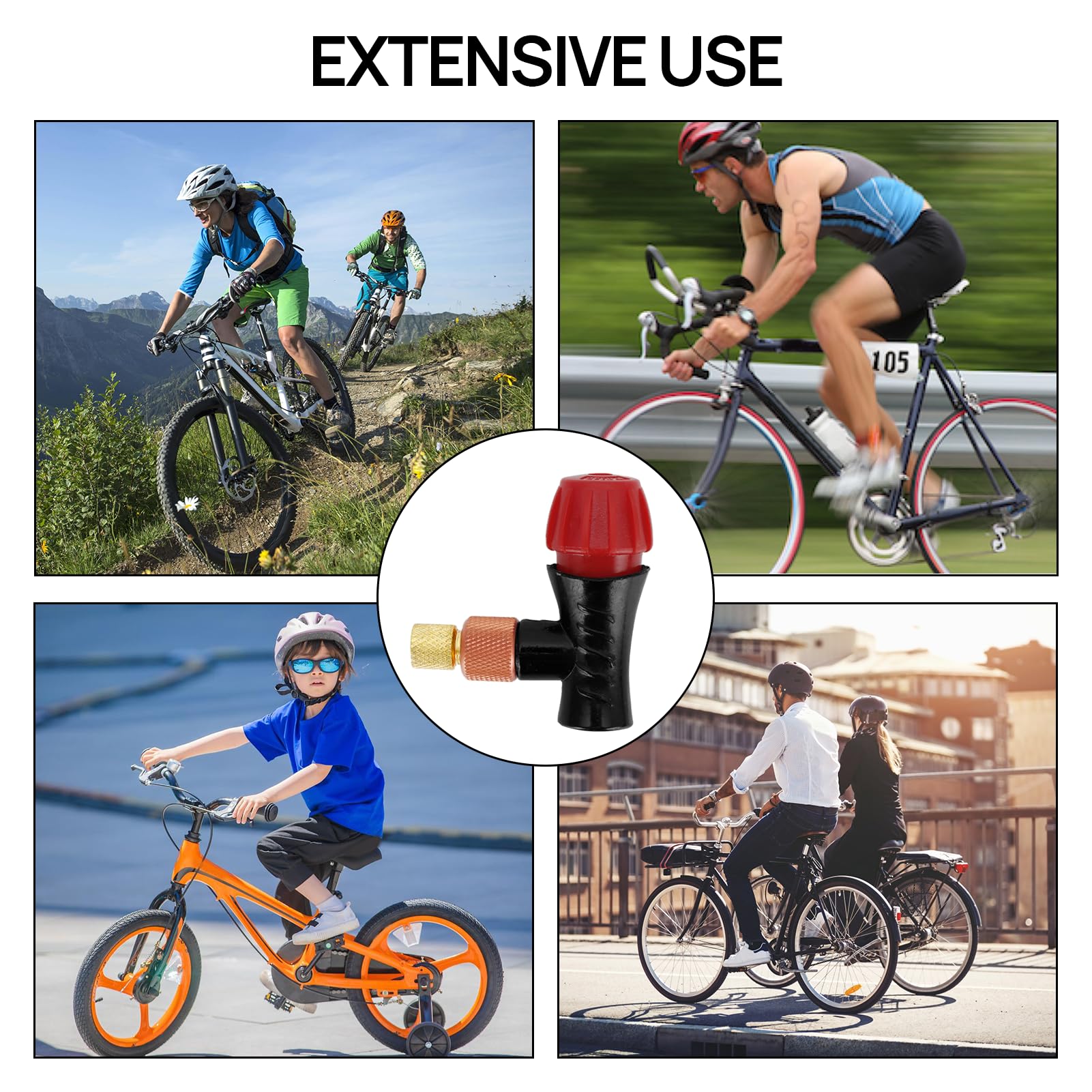 Bombolette CO2 per Bici, Articolo Adattatore Bomboletta CO2 Bici, Valvola Bomboletta CO2 per Bici con Doppio Attacco, Rubinetto CO2 per 16G Biciclette da Montagna e da Strada