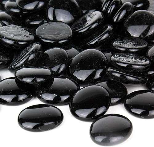 Miniatura 4 de CYS EXCEL Rellenos de jarrón plano de cristal negro extragrande de 1.1 a 1.35 pulgadas (1 libra), múltiples opciones de color, cuentas de mármol,