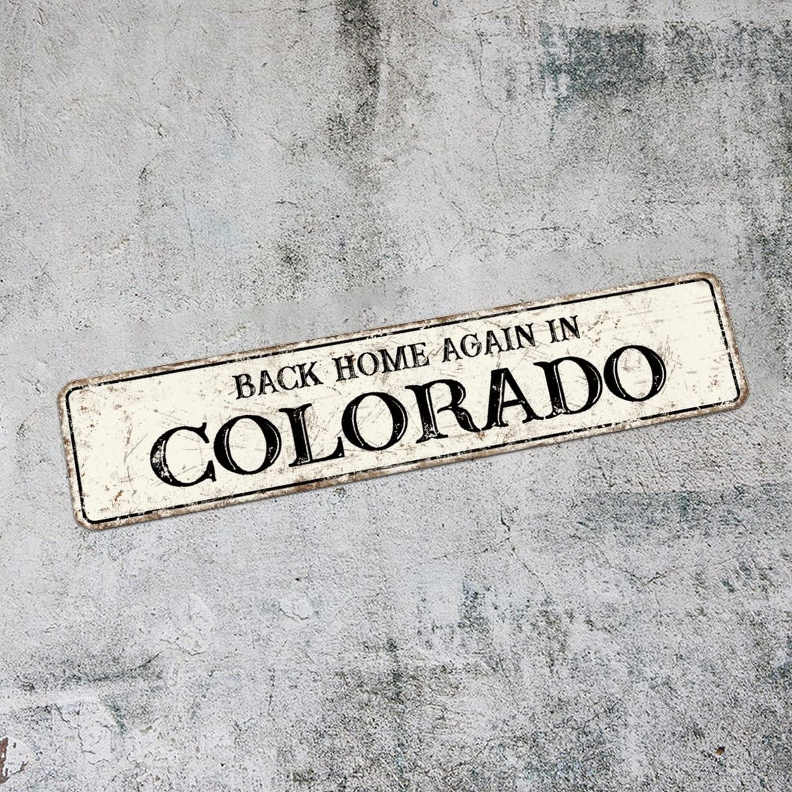 Panneau mural en métal Colorado State decor vintage farmhouse pour salon et cuisine 15,2x61 cm
