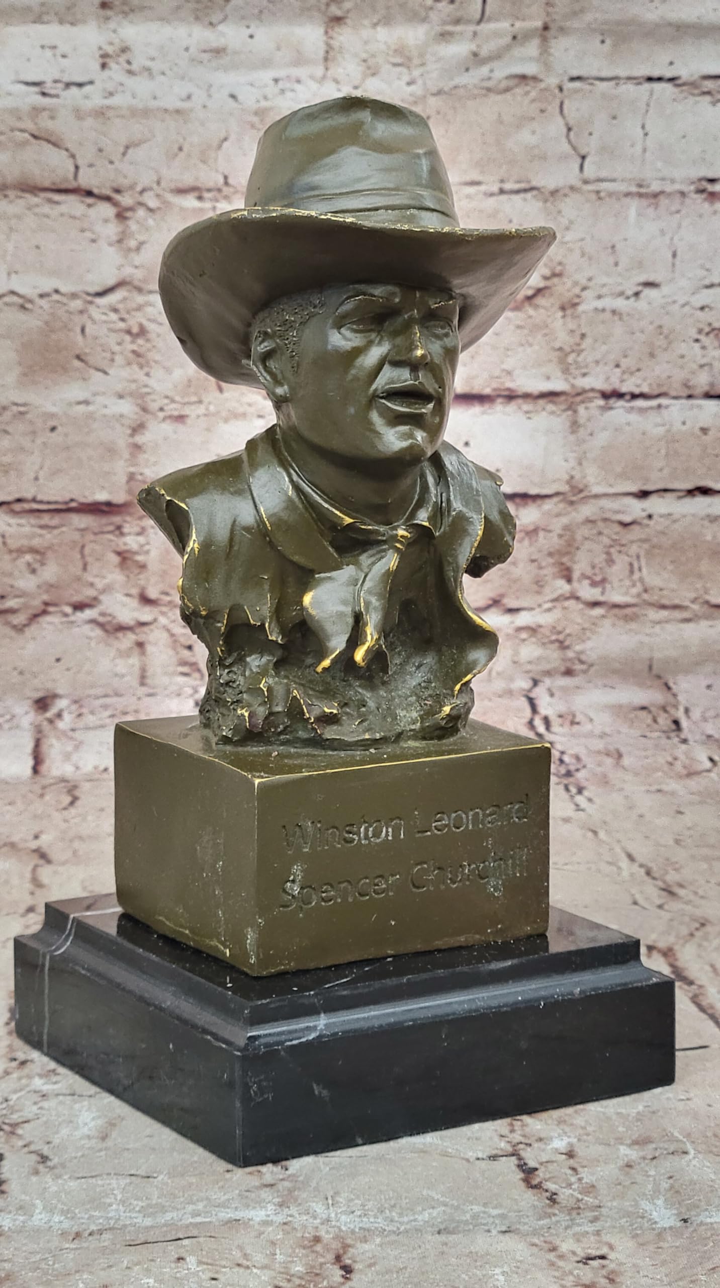 Handcrafted Signed Milo John Wayne Bronze Sculpture Bust Collectible Western Art Statue Figurine Decor Sale Gift Artwork by Classy Bronze