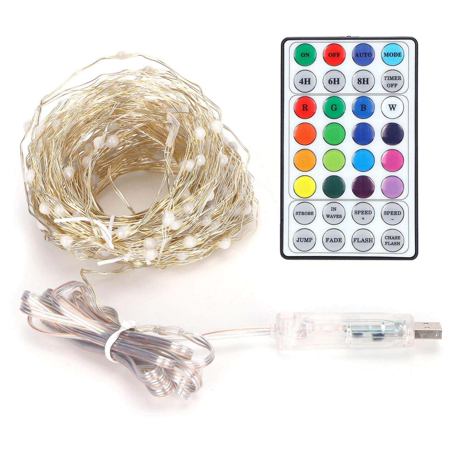 Guirlande Lumineuse 16 Couleurs 200 LED, Lampe De Décoration RGB en Fil De Cuivre De 65,6 Pieds avec Télécommande IR, Guirlande Lumineuse D'intérieur étanche à Synchronisation