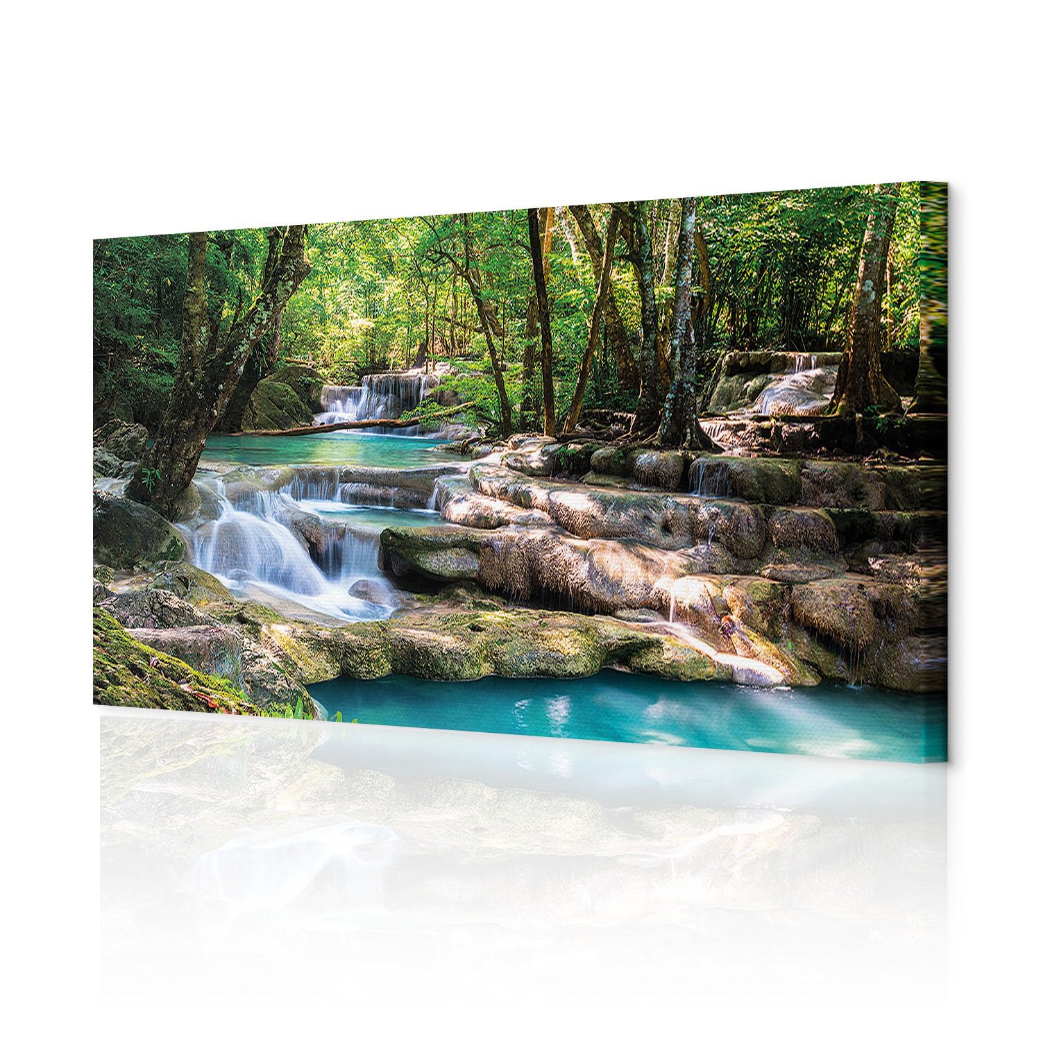 decomonkey Akustikbild Wasserfall 135x45 cm XXL 1 Teilig Leinwand Modern