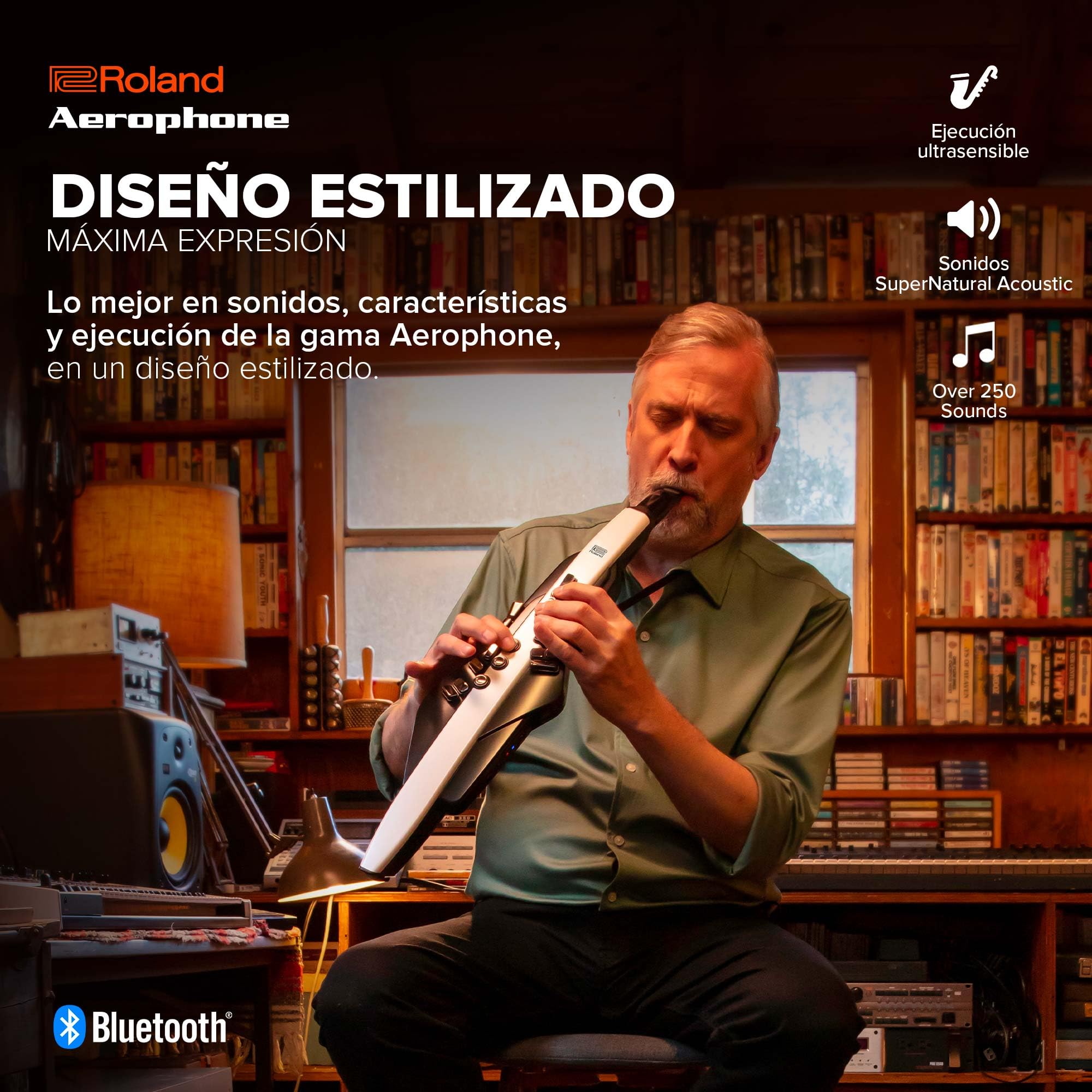 Roland AE-20 Aerophone | Instrumento de viento digital prémium | Sonidos SuperNATURAL Acoustic y avanzada tecnología ZEN-Core | Ejecución ultrasensible | Más de 250 sonidos | Conectividad Bluetooth