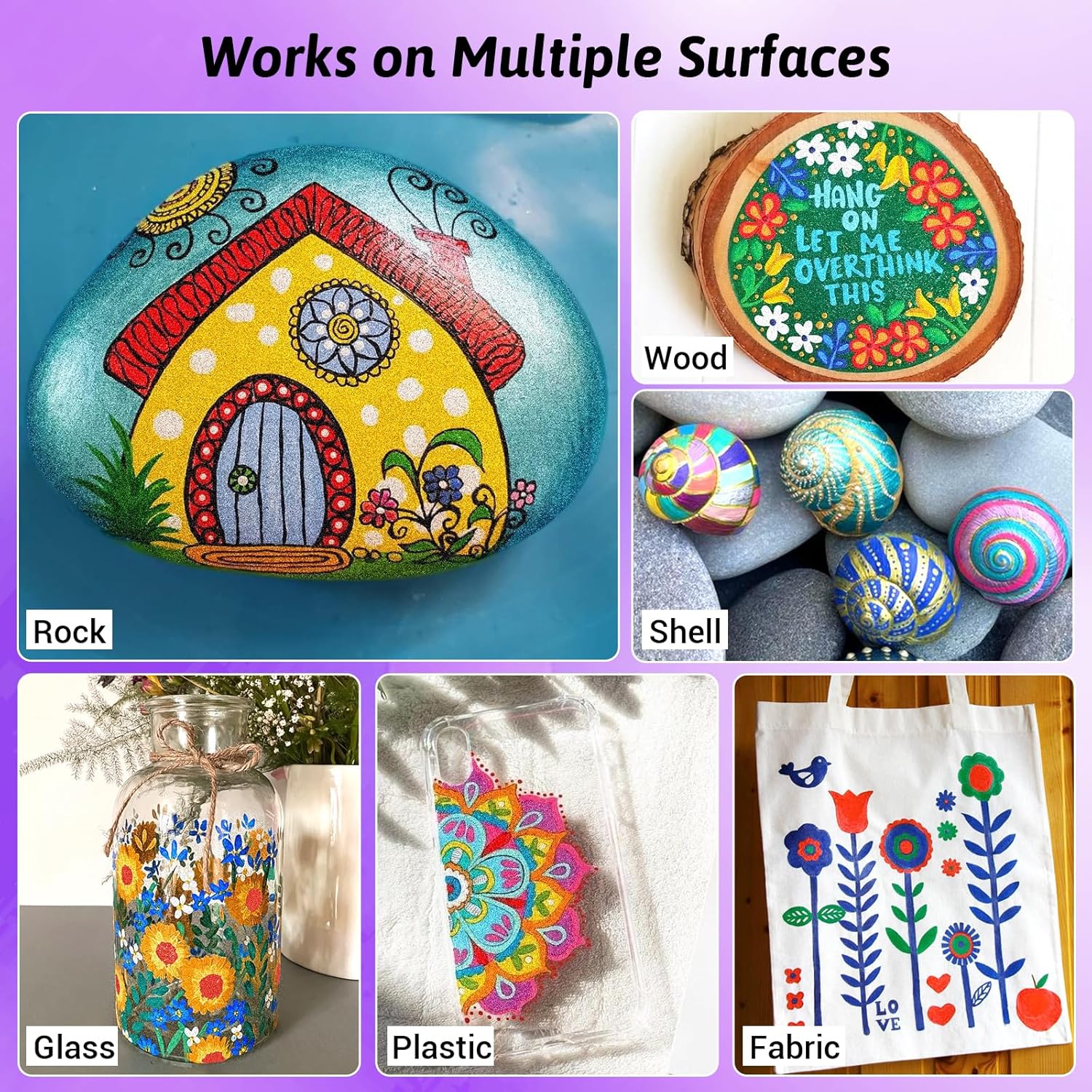 メタリックアクリルペイントマーカー - 1.0mm 細字グリッターペイントペン ロックペインティング、石、ガラス、セラミック、木、布