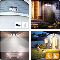 Vista 8 de UME Luces solares para exteriores, 332 LED, 7000 K, luces superbrillantes con sensor de movimiento para exteriores con 2 sensores, IP65 impermeable