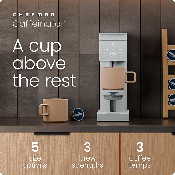 Chefman Single Serve Coffee Maker, Works with K-Cup & Grounds