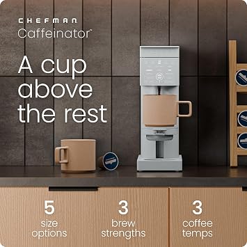 Chefman Single Serve Coffee Maker, Works with K-Cup & Grounds