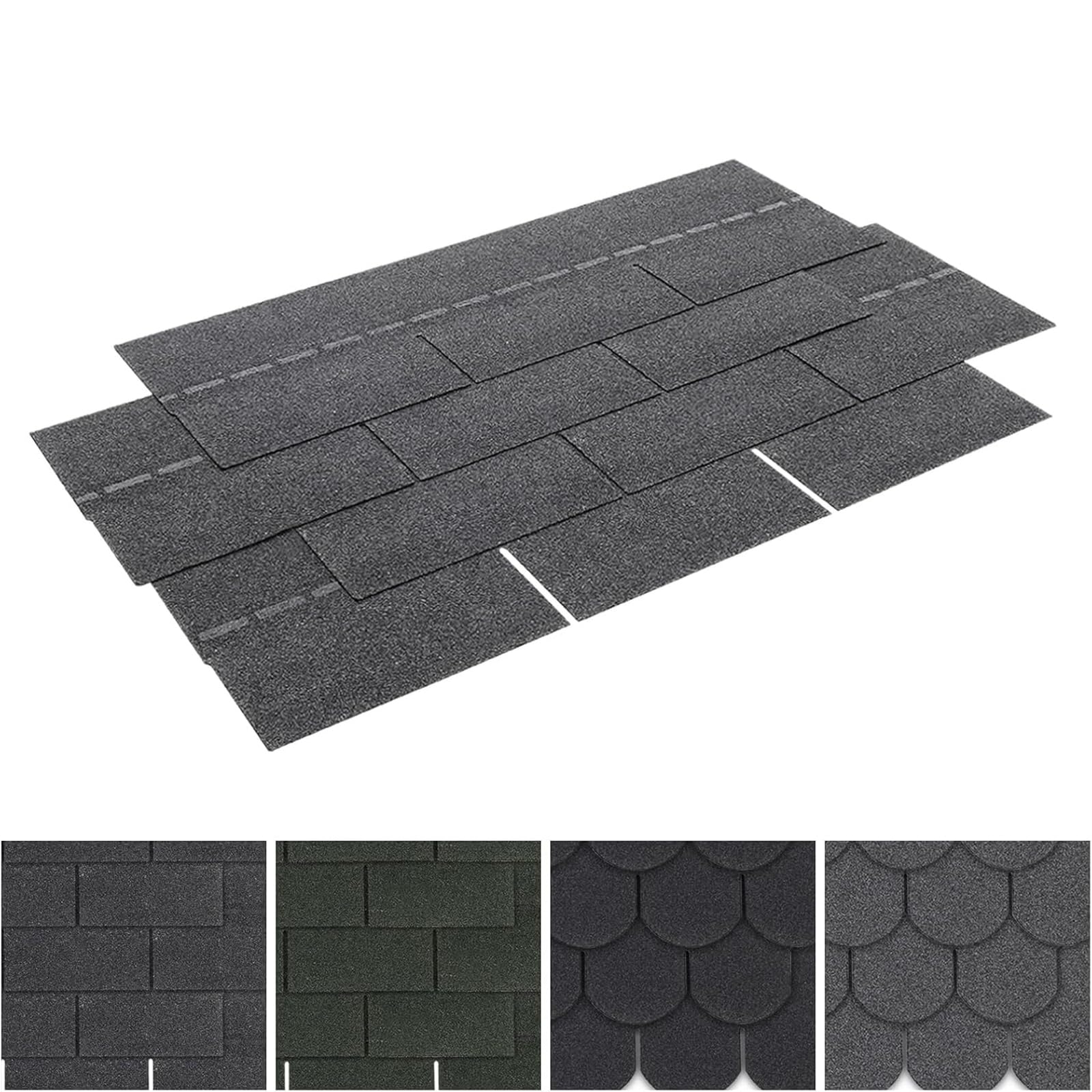 FUKEA Asphalt Roof Shingles-18pcs/2.61sqm 3 Tab Shingles Self-Adhesive Sheds Roofing Felt Shingles Tiles Thermal Insulation Roof Felt for Sheds for Most Rooftop, Square, Sierra Gray — image 1