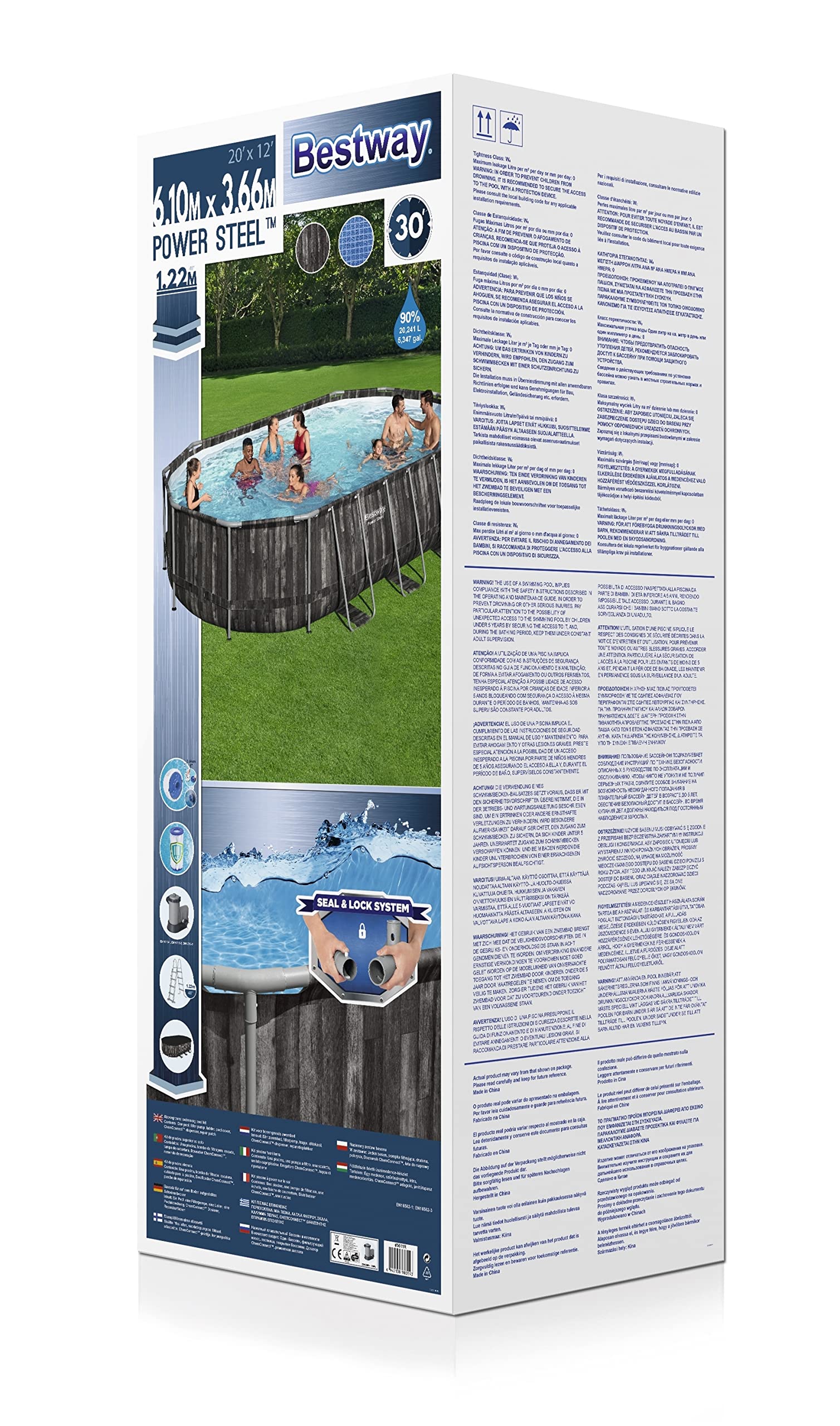 Bestway Ensemble de piscine ovale Power Steel 488x305x107 cm