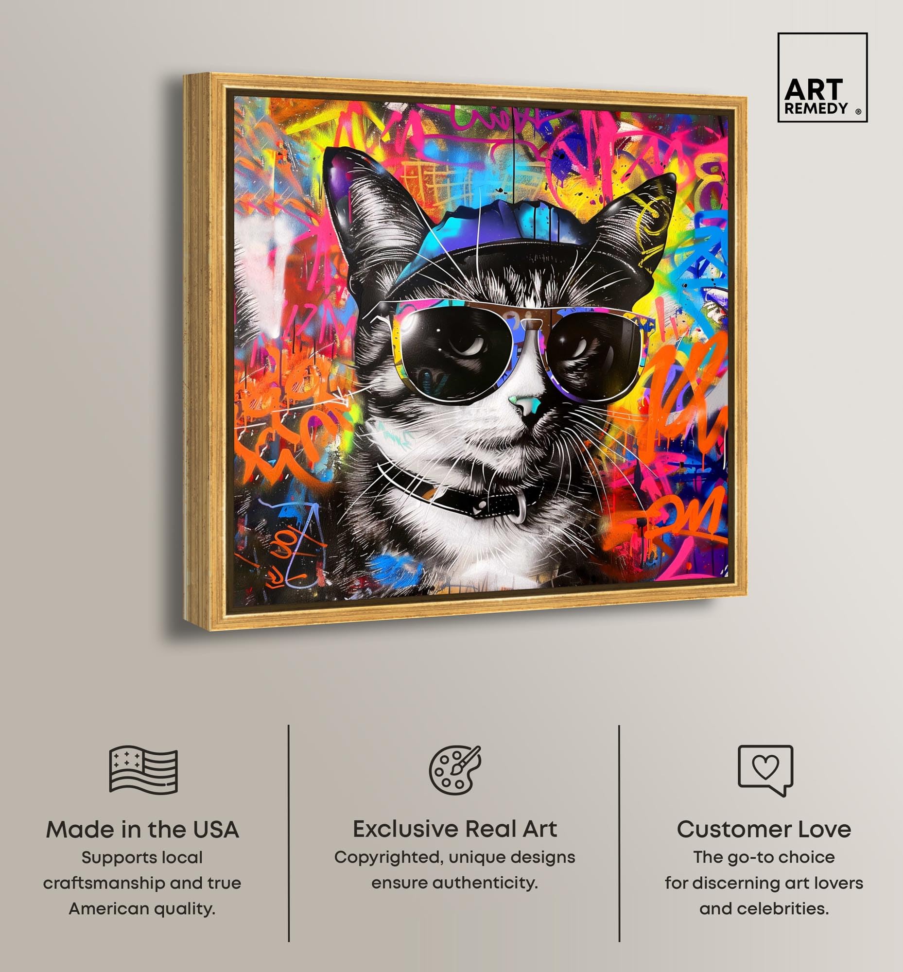 Amazon.com: Art Remedy Stylish Graffiti Cat Canvas Graffiti Art