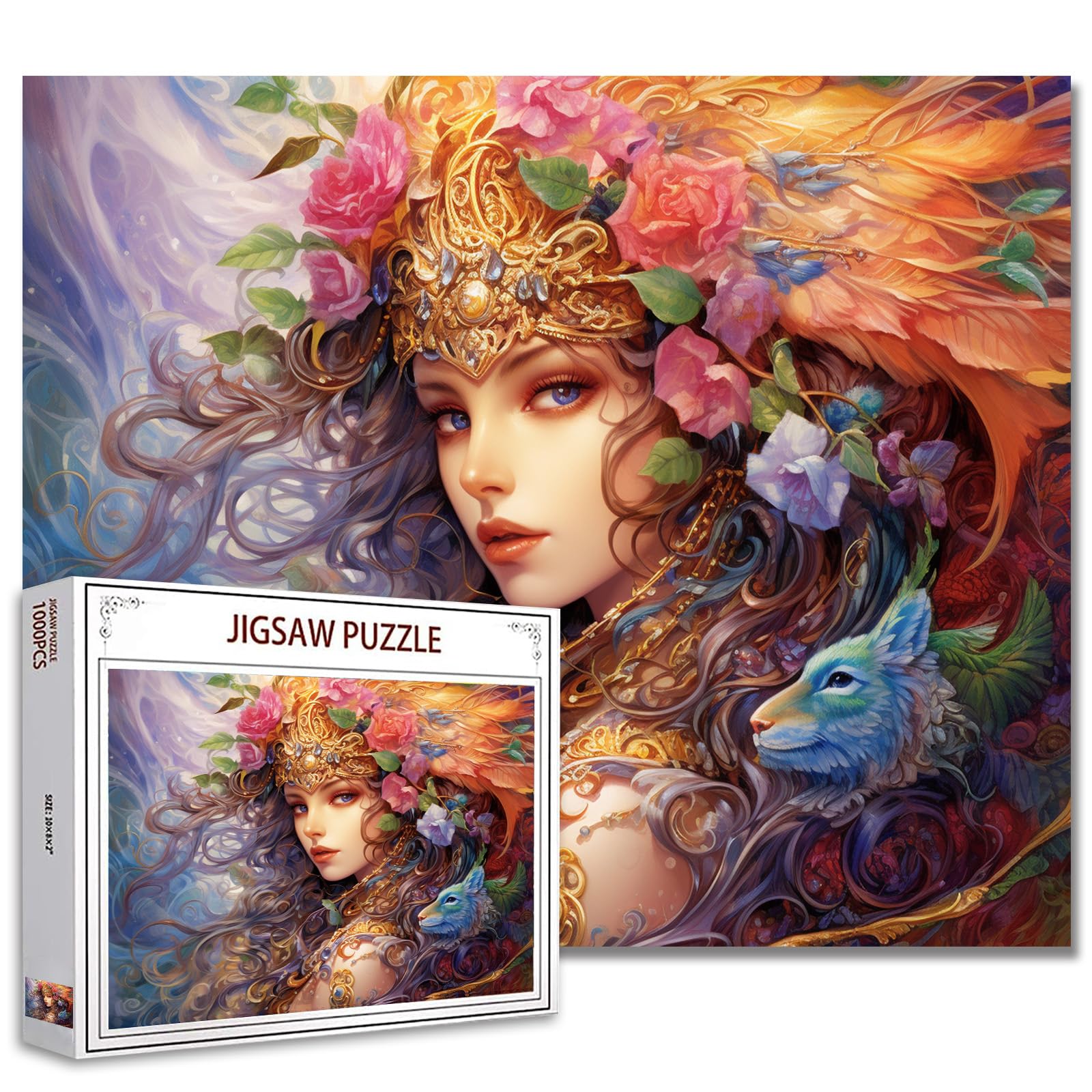 Tucocoo Watercolor Girl Jigsaw Puzzles for Adults 1000 Pieces, Koi Fish Blue Ocean Abstract Art Jigsaw Puzzle Colorful DIY Handwork Puzzles for Home Decoration, Family Puzzle Perfect for Game Nights — view 23