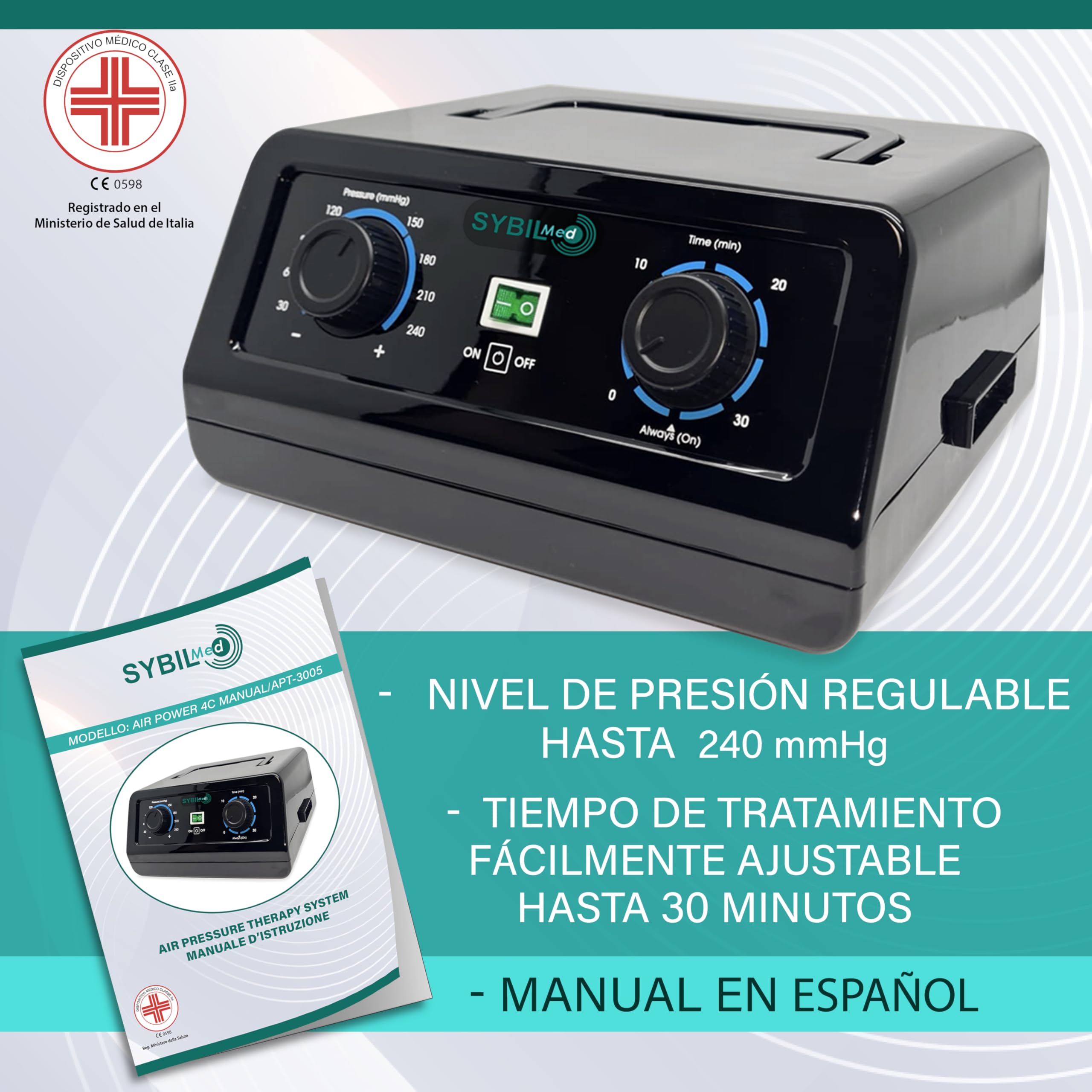 Air Power Presoterapia profesional de drenaje linfático manual, presoterapia en casa, 4 cámaras de aire con 2 patas XL