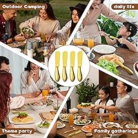 Vista 6 de Cuchillo de Mantequilla Cuchillo Esparcidor de Mantequilla Cuchillo de Mantequilla Dorado Juego de 4 Cuchillos Esparcidores de Queso Cuchillos