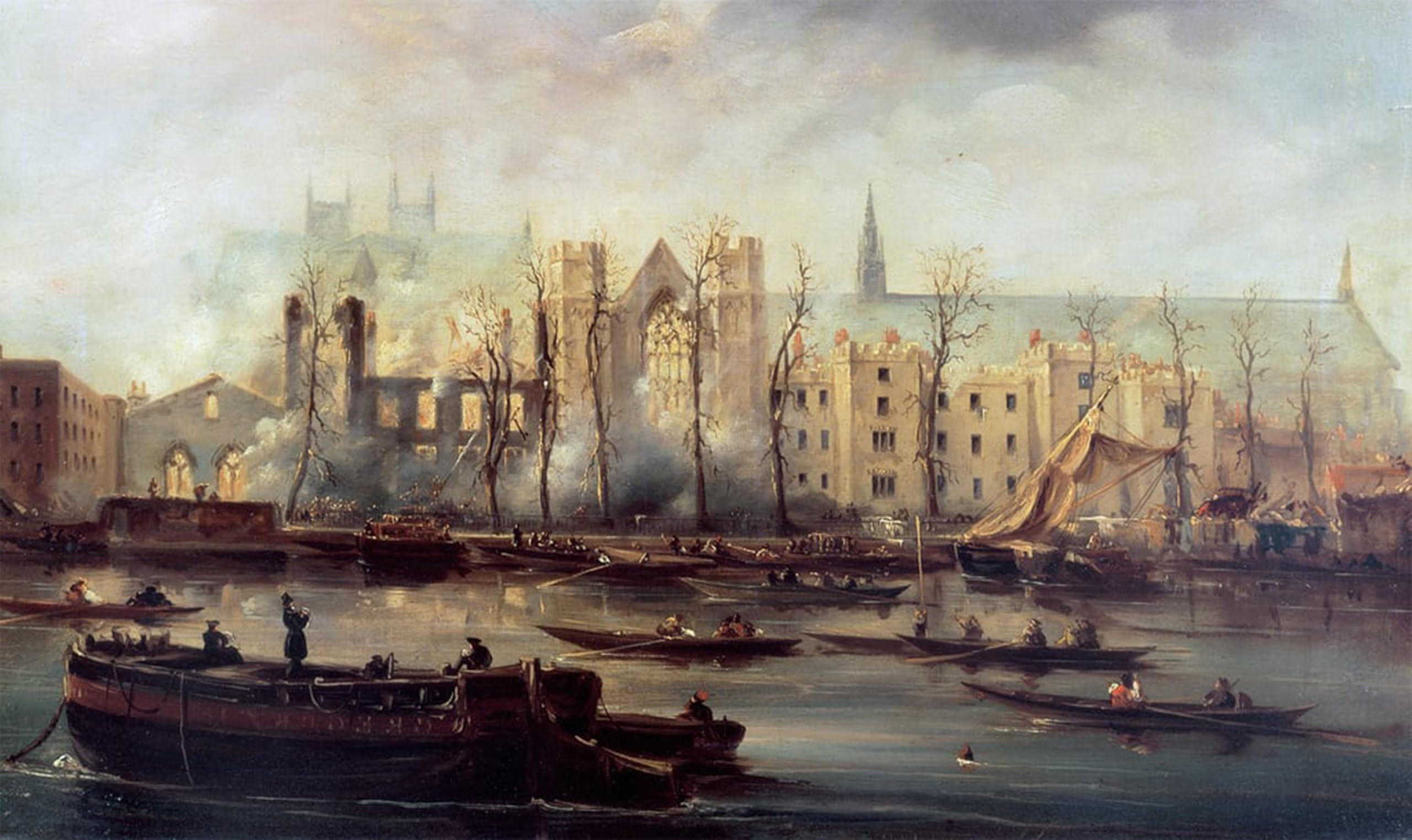 POSTERIIk Vintage Print Pop Art Landscape Artwork the Burning of the Houses of Parliament by David Roberts Art Prints for Office Home Decor 60x90cm