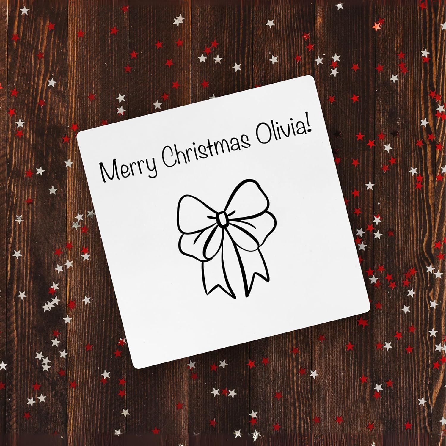 Personalized Small White Wooden Keepsake Storage Box with Lid | Christmas Xmas | 3.93x3.93x1.96in (+/- 0.19in) | Square Gift Box | Natural Wood | Decoupage & Storage