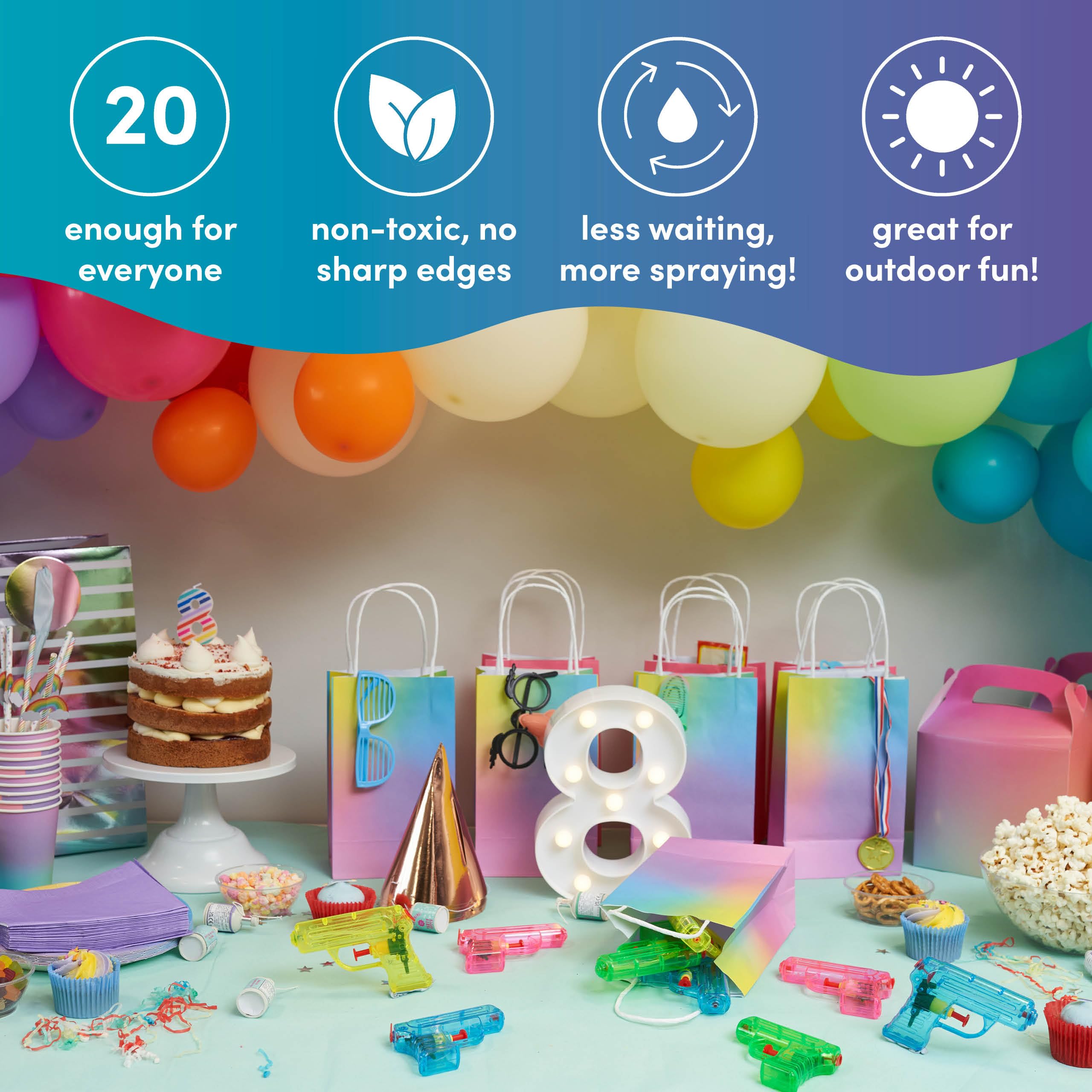 THE TWIDDLERS 20er-Pack Mini Wasserpistolen für Kinder - Buntes Wasserspielzeug Set für Kindergeburtstag Mitgebsel, Strandpartys und Gastgeschenke