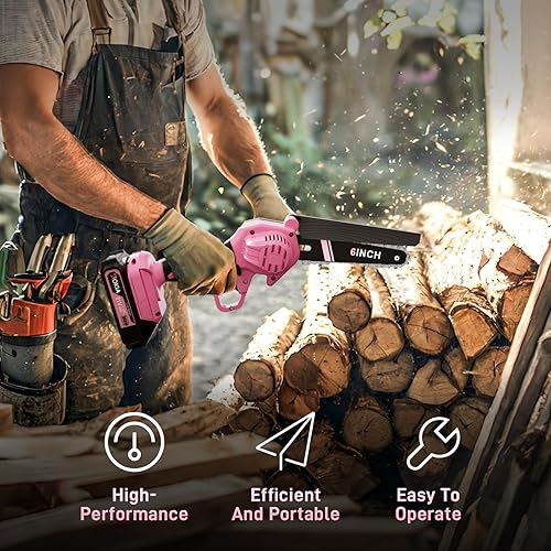 Miniatura 8 de AOKIA Motosierra Eléctrica Mini Inalámbrica, Pequeña de Mano 20V de 2 Baterías con Cargador, Motosierra de 6 Pulgadas, Operada con Batería, para Uso