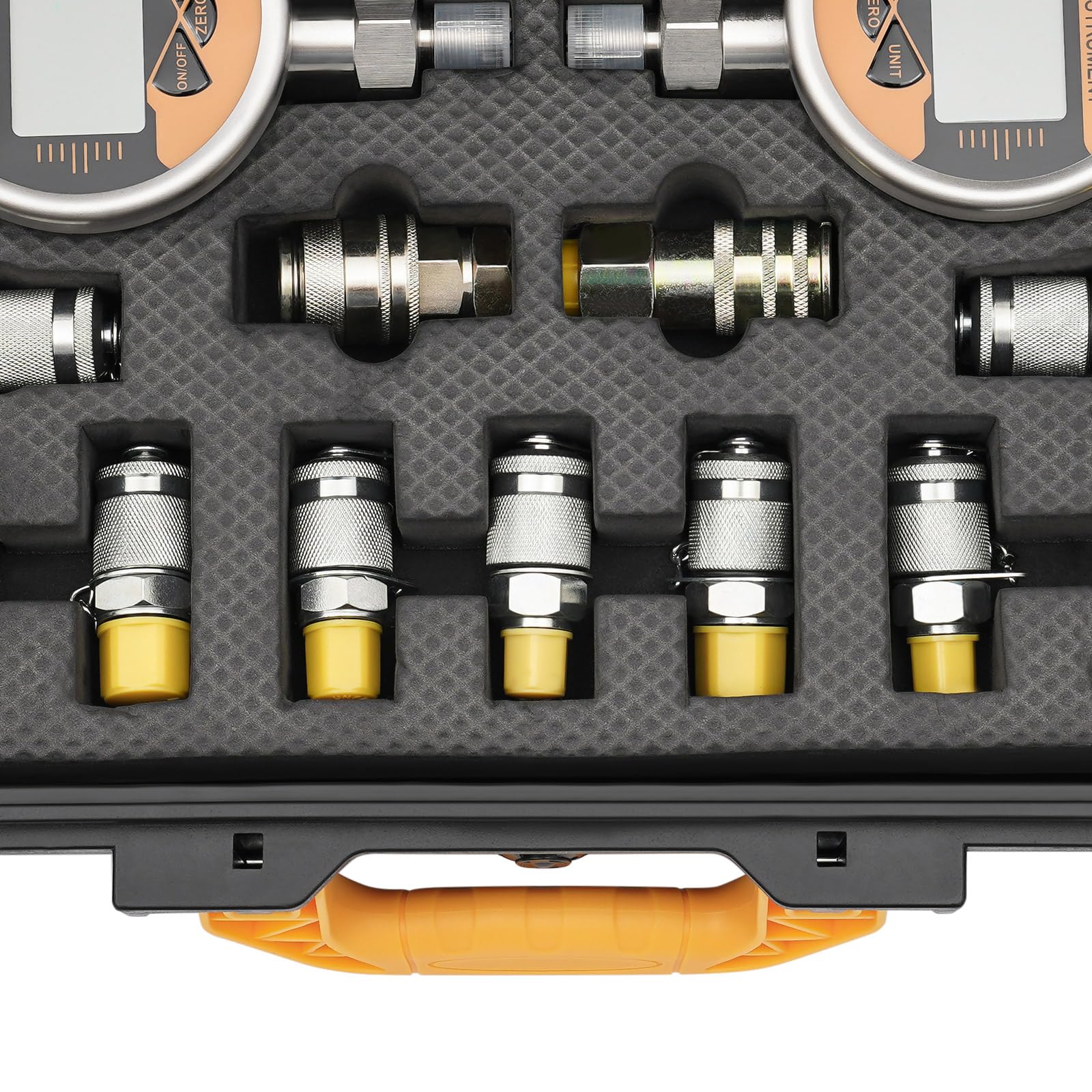 Kit di prova della pressione idraulica digitale con 2 manometri da 60 MPa, strumento di prova della pressione per parti di escavatori con 2 tubi flessibili di prova e connettore rapido per macchinar