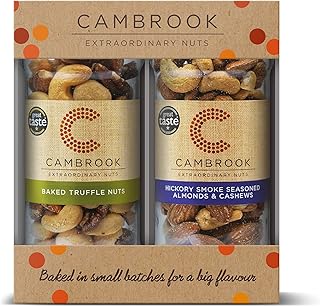 Cambrook - 2 Jar Gift Set, includes Hickory Smoke Seasoned Almonds & Cashews, 180g and Baked Truffle Nuts, 175g