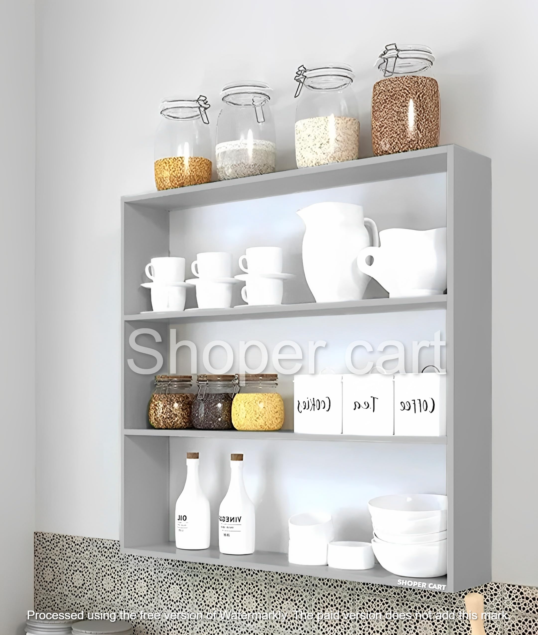 Shoper cart Multipurpose Wooden Prelam Kitchen Wall Shelf/Wooden Wall Mounted Shelves For Kitchen/Wall Shelf/Kitchen Storage Shelf/Kitchen Shelf For Home,Bathroom Wall Stand (Grey) (B0CC9HD3PC) Amazon Price History, Amazon Price Tracker