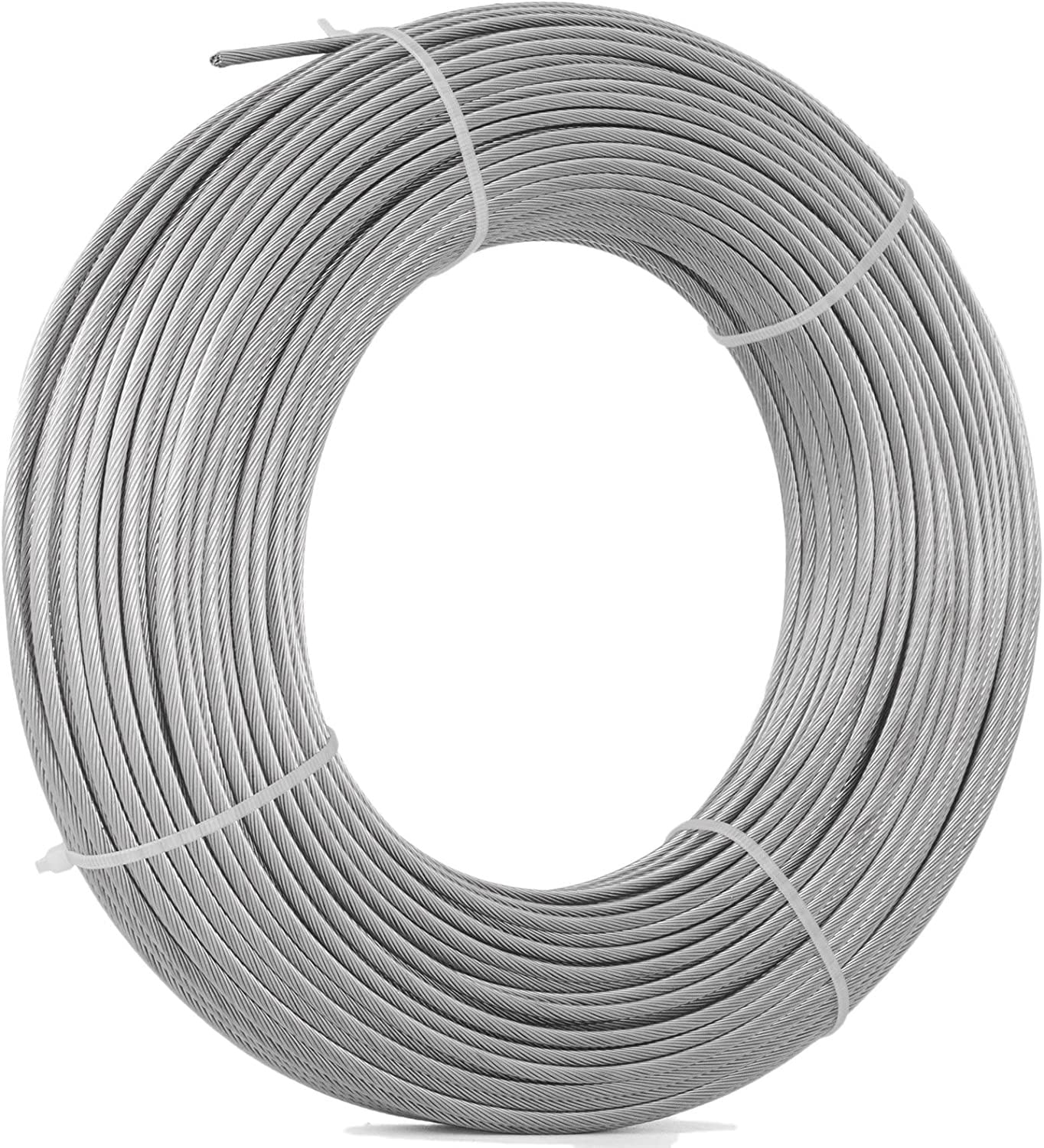 304 Edelstahl-Drahtseil, 7x7 Litzen, 0,3 cm (1/8 Zoll), silberfarben, Verschiedene Größen(15M/49.2Ft)