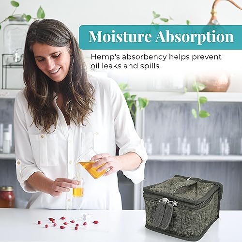 Miniatura 6 de Estuche de transporte de aceite esencial de cáñamo con capacidad para 16 botellas de 0.5 fl oz, Oliva oscuro, Viajes