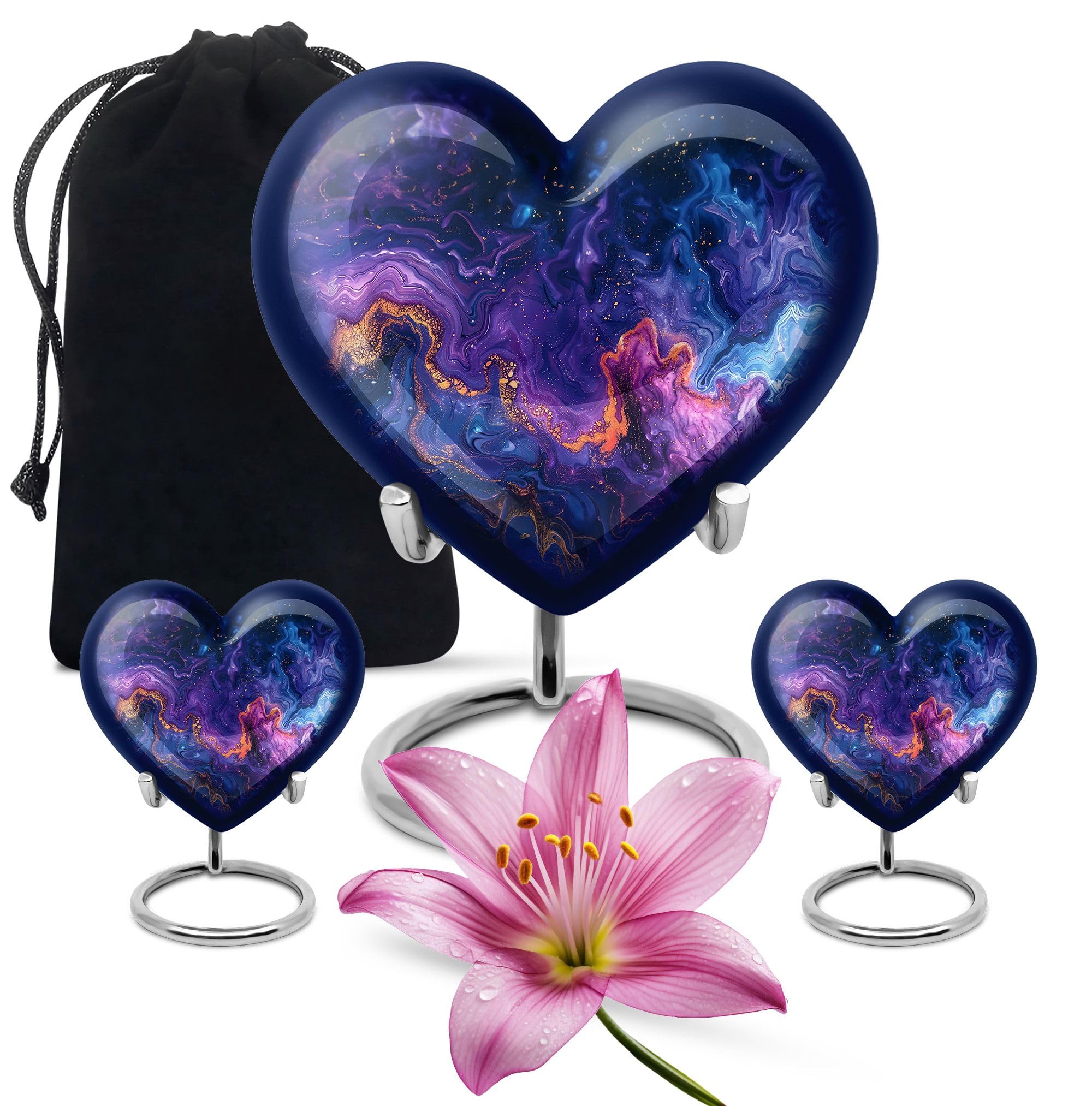 Celestial Nebula Heart Urn, Cremation Urns for Human Ashes, Urn for Ashes Adult Male, Large Urn for Ashes for Women, Funeral Urns for Ashes, Unique Urn, Burial Urns for Adult Human Ashes