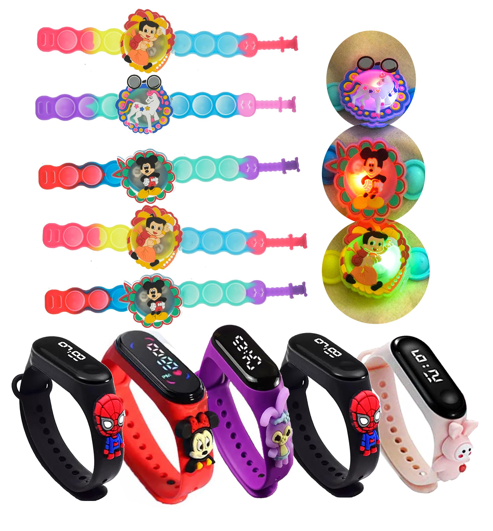 brown leaf Kids Favourite Pop It Led Band Kids Rakhi with Beautiful Gift Cartoon Digital Touchscreen Led Watches Bracelet for Brother and Sister for Raksha bandhan (5 Led Band 5 Led Watch) (B0D7SFTLKR) Amazon Price History, Amazon Price Tracker