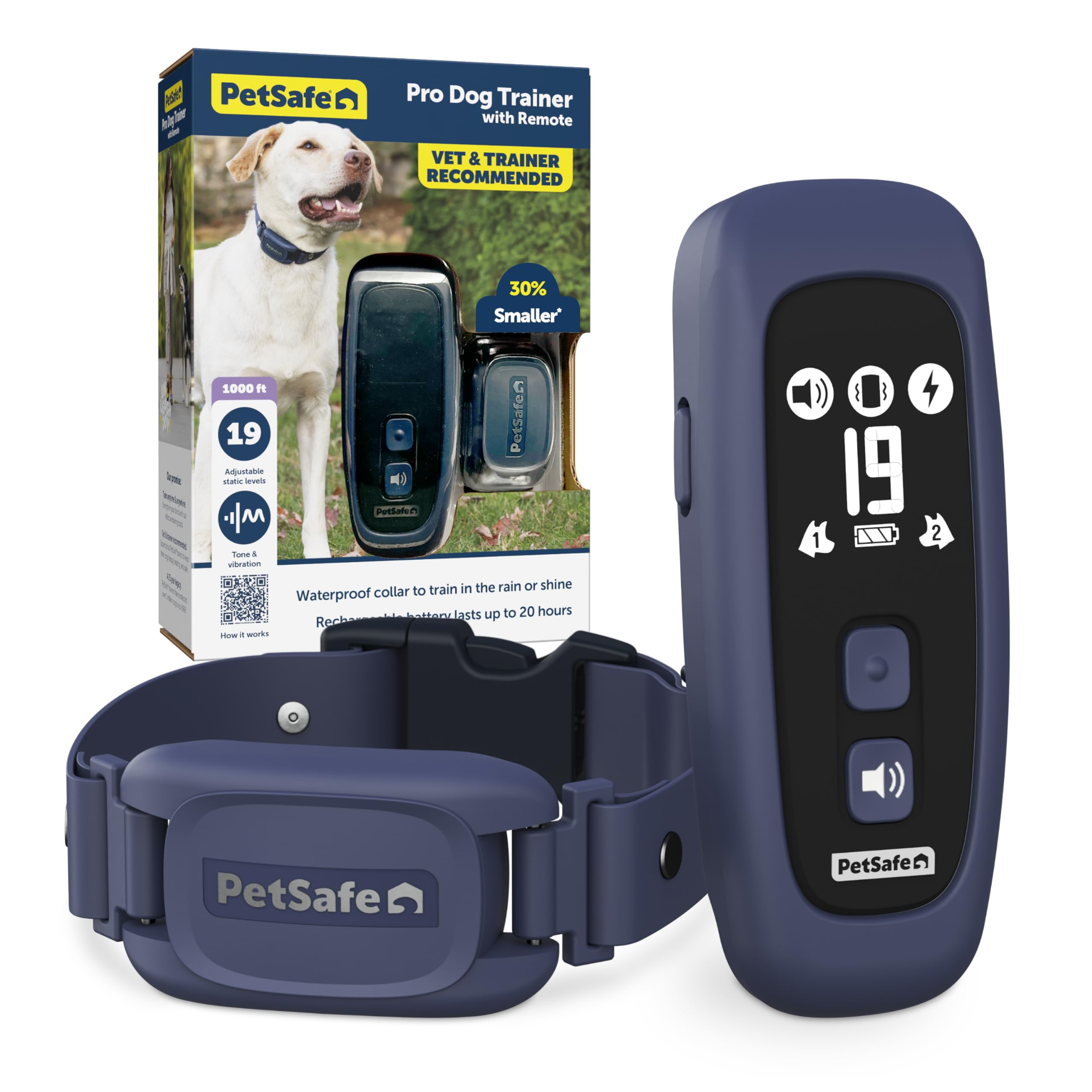 PetSafe Pro Dog Trainer with Remote - Effective Dog Training - 15 Levels of Static Correction - Waterproof Collar - Rechargeable Training Collar - Compact Remote Transmitter