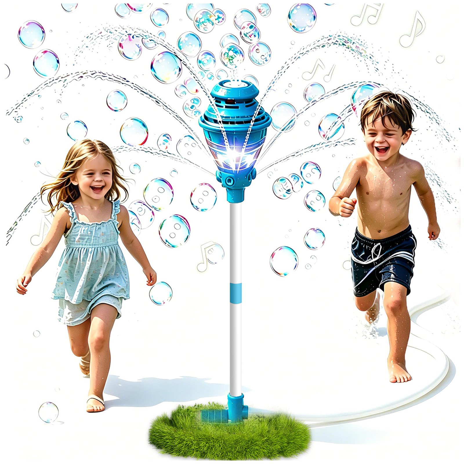 2 en 1 Torre De Burbujas, Linterna con máquina de pompas automática, Luces y música Recargable Máquina De Burbujas para Farola para el jardín, el Patio Trasero, el césped, una Fiesta