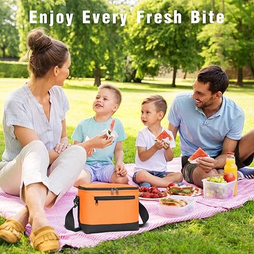 Miniatura 2 de BuyAgain Bolsa de almuerzo, 600D de poliéster pequeño, 6 latas, reutilizable, con aislamiento térmico, forro resistente al agua de PEVA para