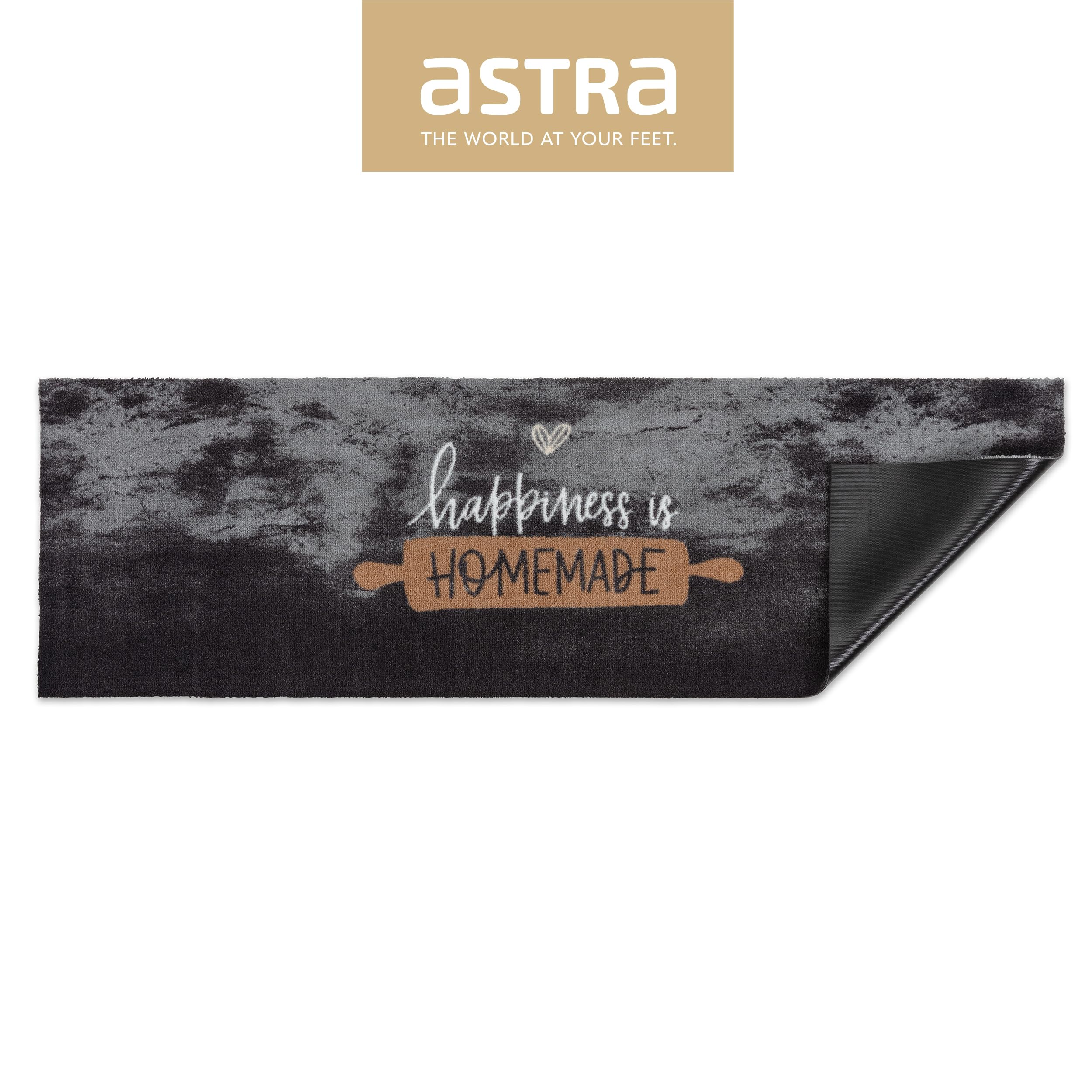 Astra Antypoślizgowy dywan, bieżnik na korytarz – Hapiness is Homemade 50 x 150 cm – nadaje się do prania, nowoczesny – bardzo chłonny bieżnik dywanowy, nadaje się do prania w temperaturze 30°C