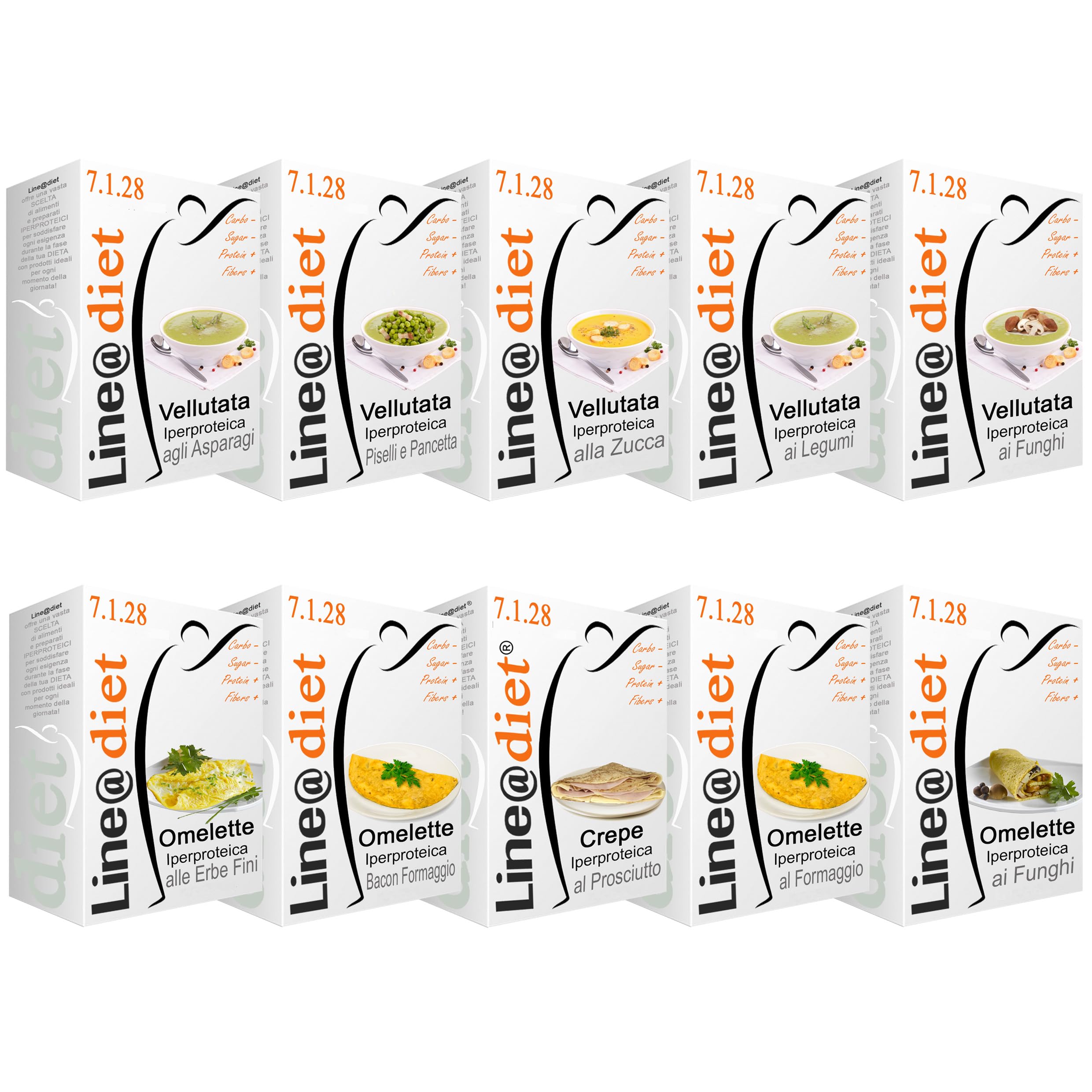 NOVITÁ! MaxiBAG 80 BUSTE SALATO pack proteico Line@Diet | 80 preparati in polvere PROTEICI in 10 GUSTI! | LOW carb, 0 zuccheri | Colazioni, spuntini, pranzi e cene pieni di GUSTO