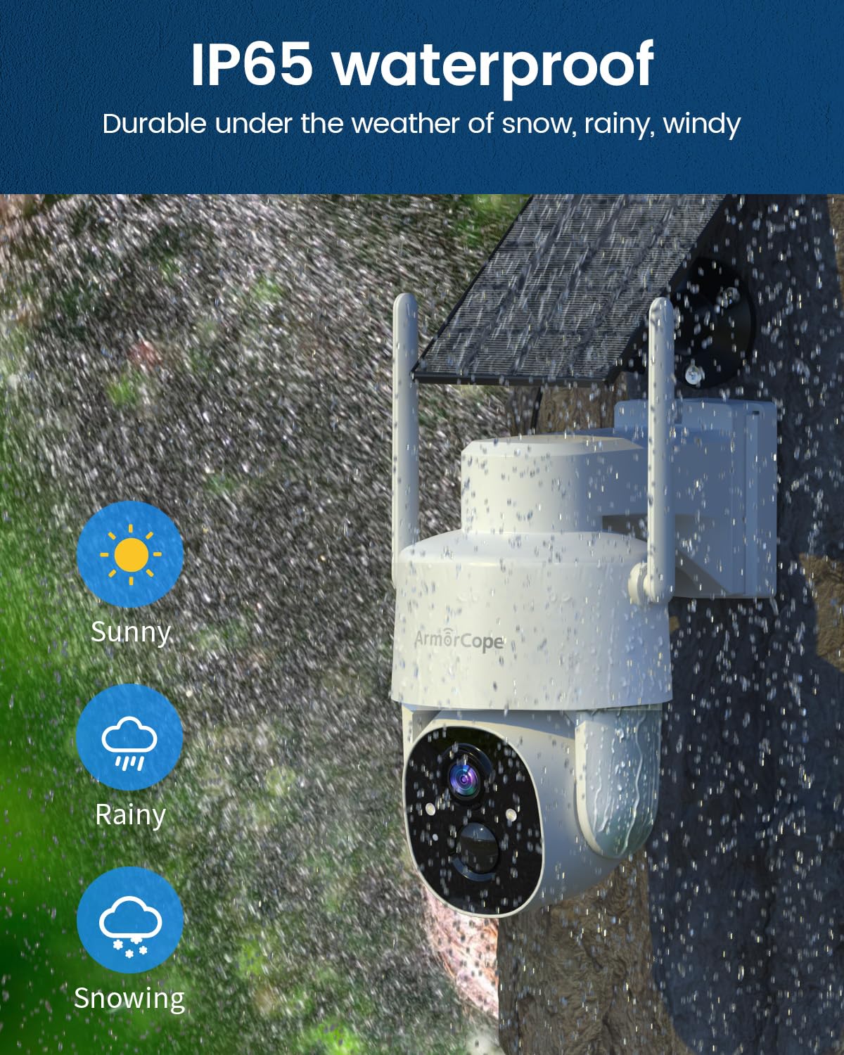 Armorcope Solar Security Cameras Wireless Outdoor,360° View Battery Powered with Spotlight Color Night Vision,2K WiFi Home Security,PIR Sensor,Wireless Easy Install, 2.4 GHz Wi-Fi - image 3