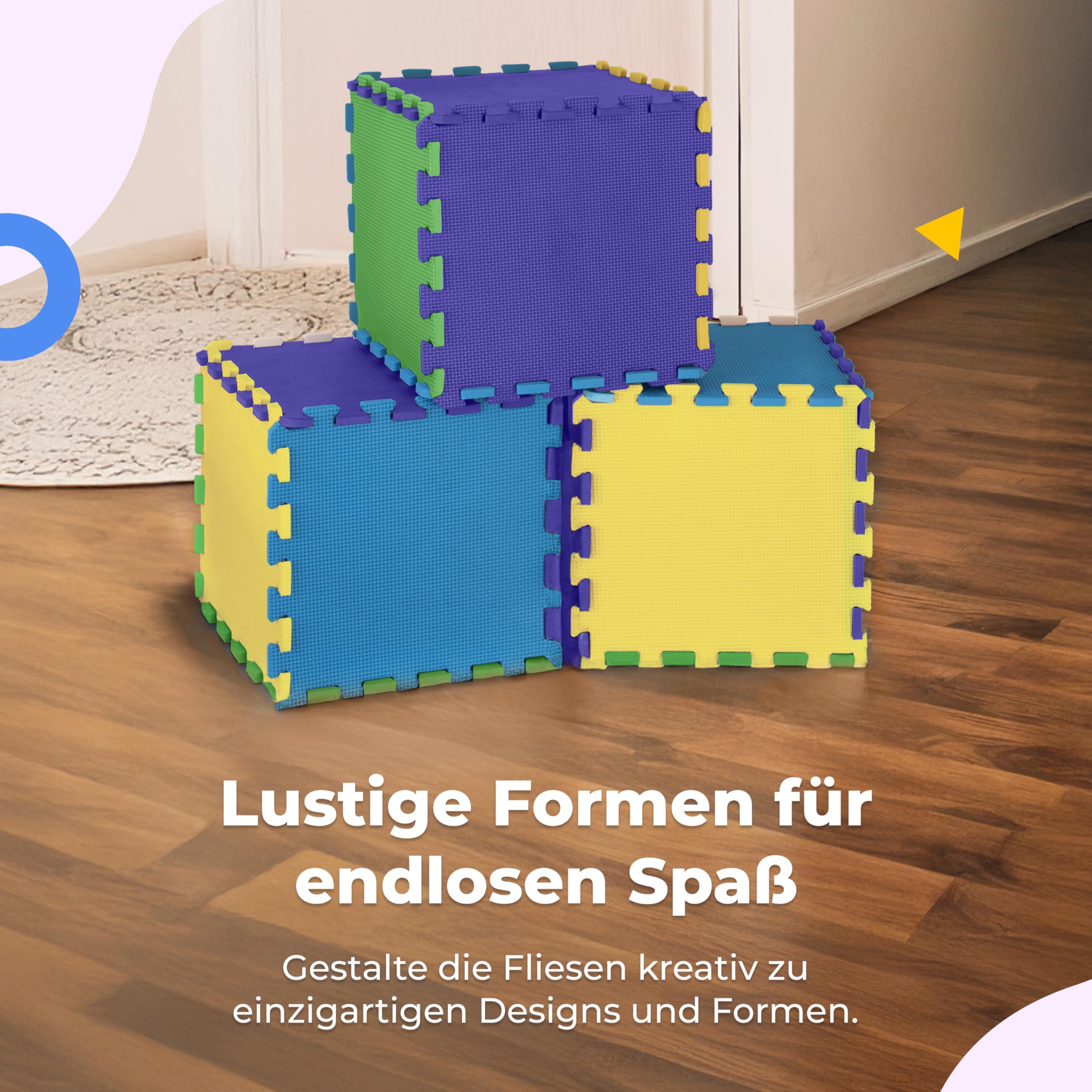 MioTetto Krabbelmatte Baby - Zertifiziert, Sicher, Robust - Spielmatte Baby, Puzzlematte, Kinderteppich - Stilvolle, Wasserfeste, Einfache Montage - Für Familien & Großeltern, 16/36 Fliesen