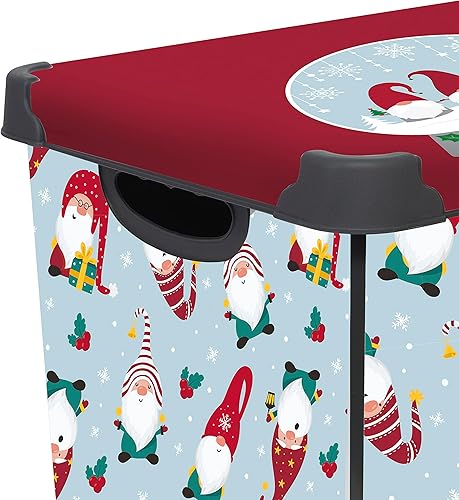 Miniatura 7 de Simplify Contenedor de almacenamiento con diseño de gnomo dulce de gnomo, bolsa de Navidad, organizador de decoraciones de decoración navideña,
