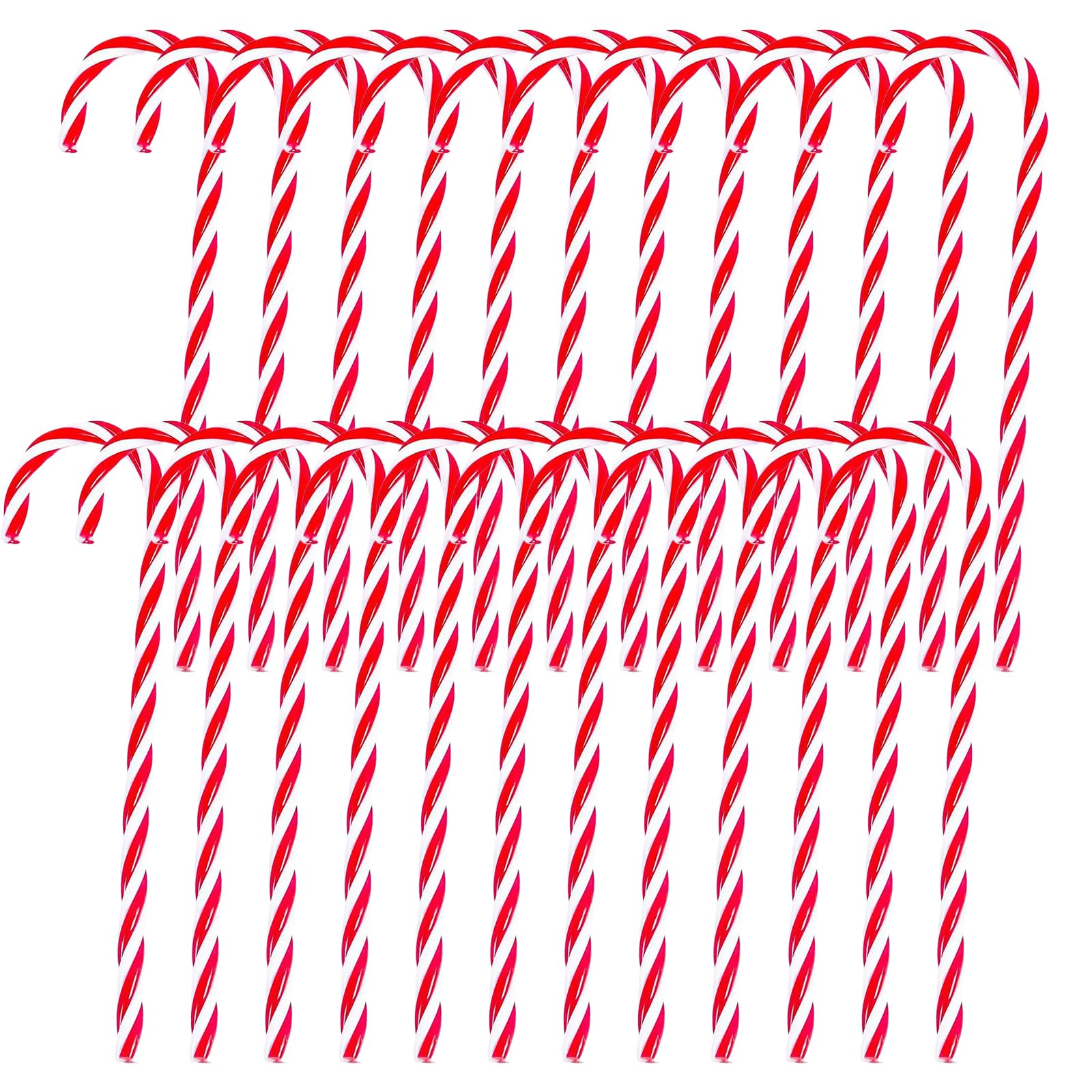 24 Pcs Candy Cane Christmas Decorations, Christmas Tree Red and White Candy Cane Hanging Ornaments, Plastic Candies Canes, for New Years Xmas Holiday Home Indoor Outdoor Party Decor (15cm)
