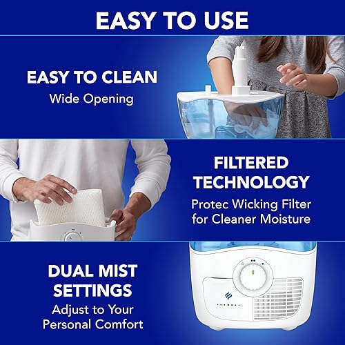 Miniatura 7 de Vicks Humidificador de niebla fría filtrada, habitación media, tanque de 1.1 galones, humidificador para habitaciones de bebés y niños, dormitorios