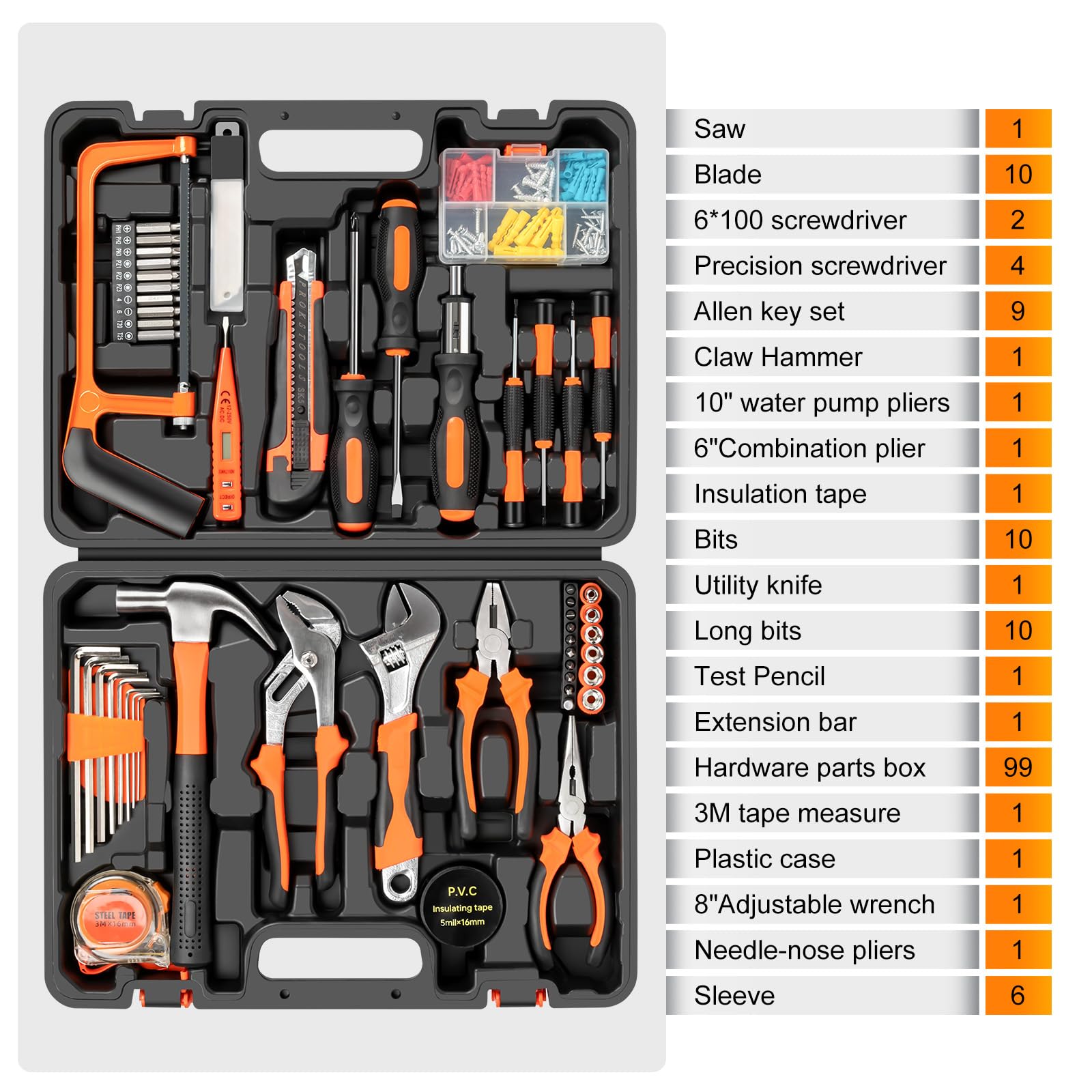 GALAX PRO Cassetta Attrezzi Completa 160 Pezzi,Kit di utensili manuali generici per la casa,Valigia Utensili Portatile con Cacciaviti Cricchetto Pinze Riparazioni