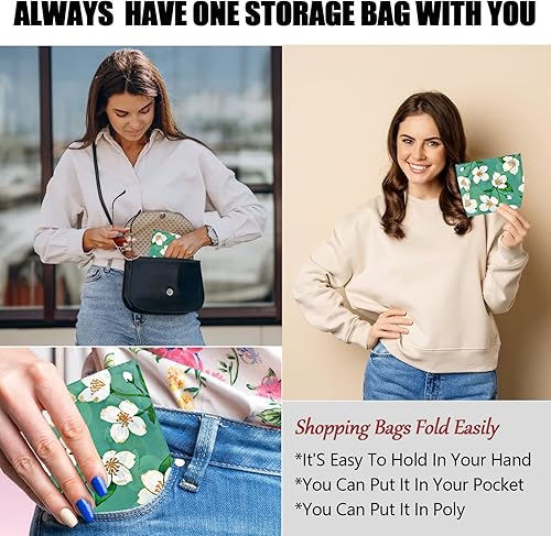 Miniatura 5 de Paquete de 12 bolsas de comestibles reutilizables, bolsa de compras plegable, bolsa de regalo de gran capacidad, bolsa de almacenamiento para