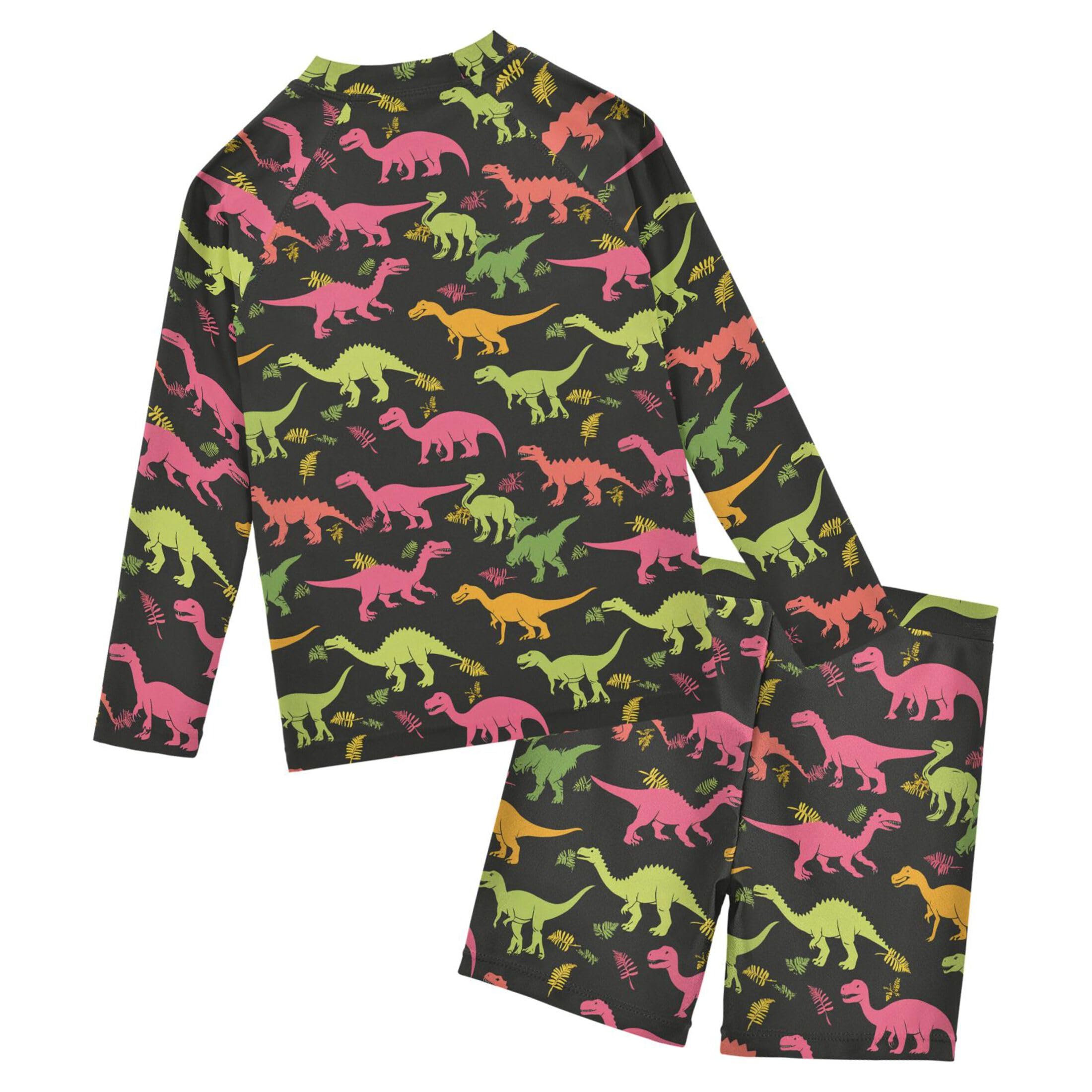 Cute Dinosaur Baby Boys' Toddler Long Sleeved Rashguard Swim Bathing Suit Set B0404102