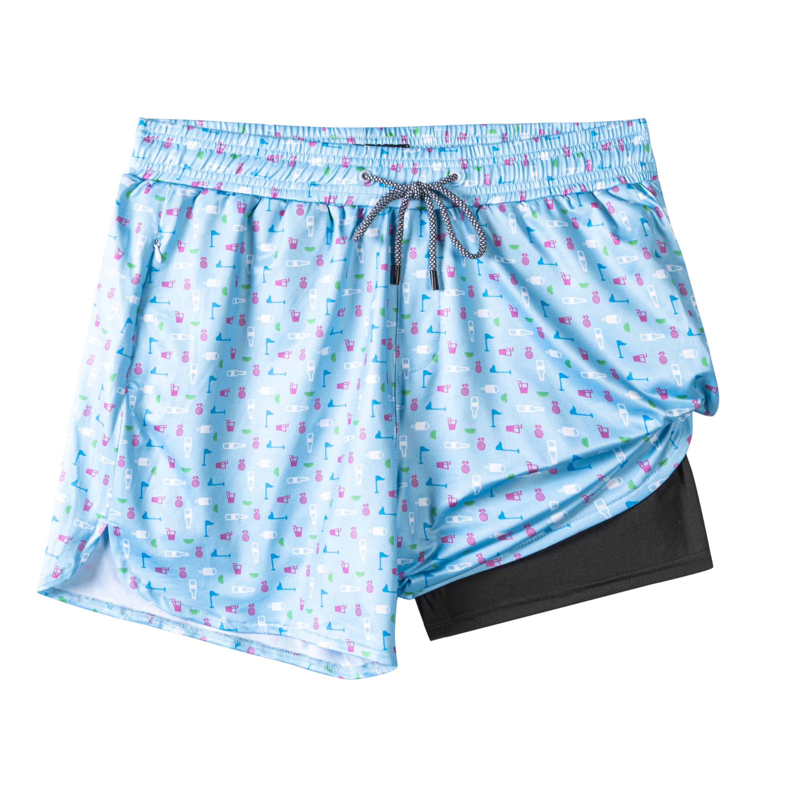 FT FENTENG Mens Swim Trunks with Compression Liner 5.5" Board Shorts with Zipper Pockets 2 in 1 Quick Dry Bathing Suits