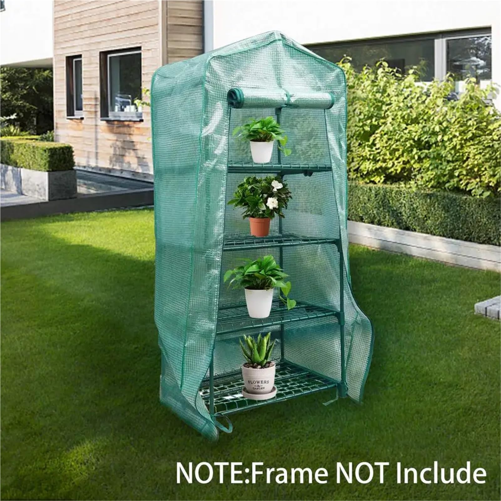 GewäChshaus Treibhaus Tomatenhaus Faltbare Gewächshaus Abdeckung PVC for Kleine Blume Haus Kindergarten Zimmer Garten Warm(Green)